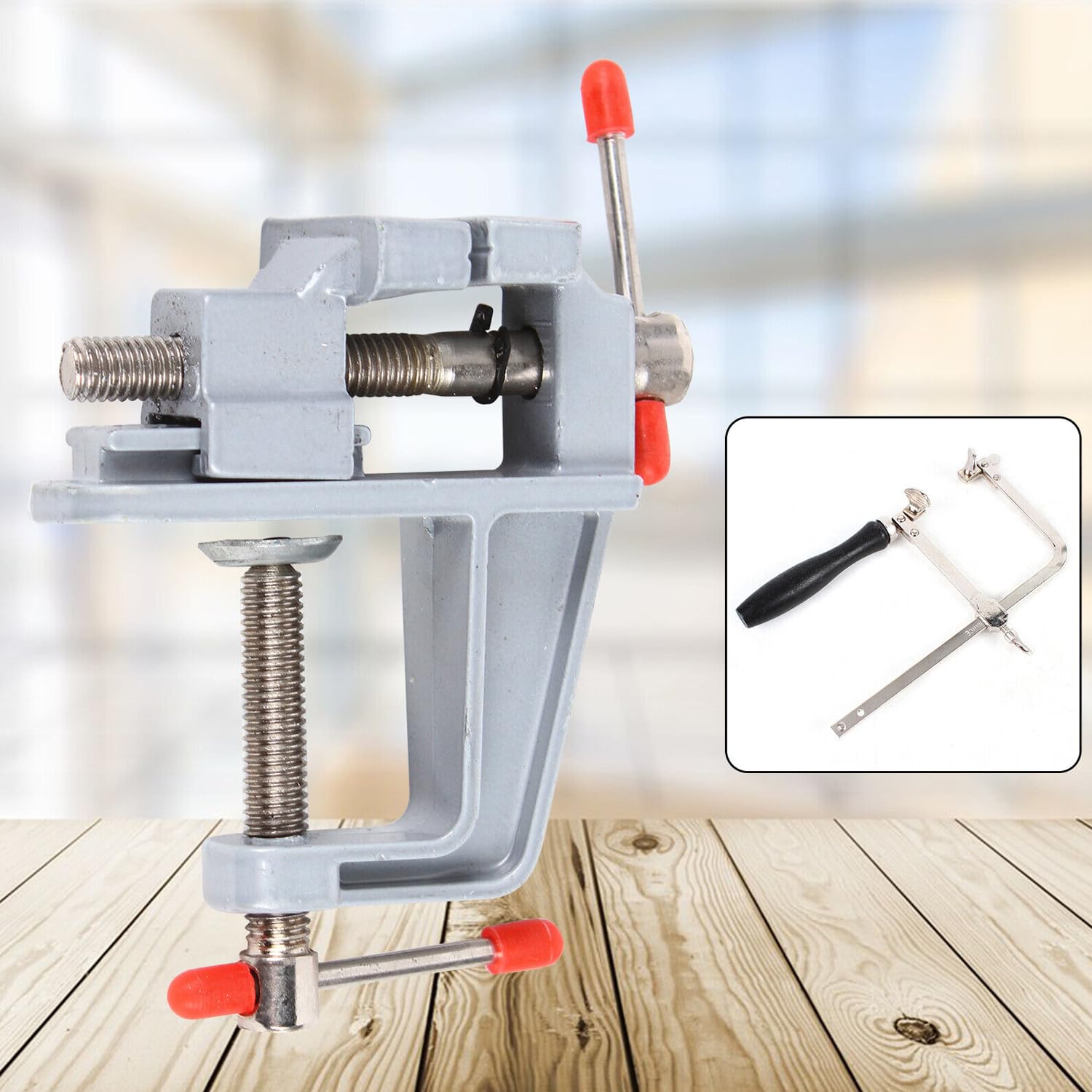 1 Pcs Bench Clamps, Universal Table Vice, Aluminium Alloy Vice, Pequeña Vise, 360 Grados de Rotación, Table Bench Vice, Mini Clamp Piana, Clamps de Trabajo Ajustables, para Fijación (Plata)