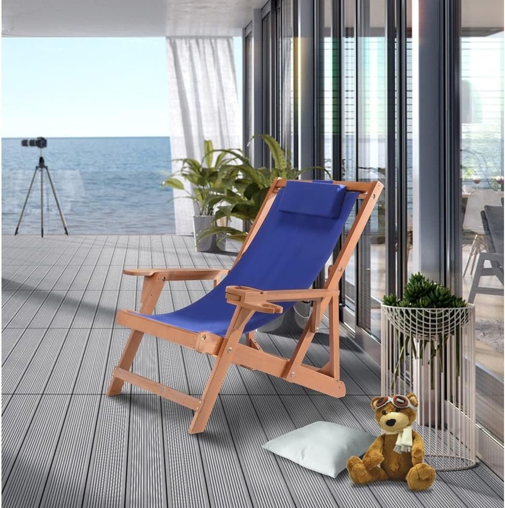 W Unlimited Romantic 3-Piece Wood and Canvas Adirondack Furniture Set in Brown