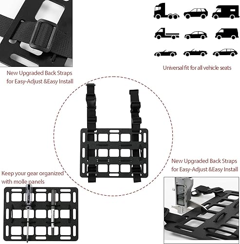 Miniatura 3 de Paneles rígidos Molle para vehículos + panel de reposacabezas Molle universal táctico Molle panel trasero organizador modular de almacenamiento y