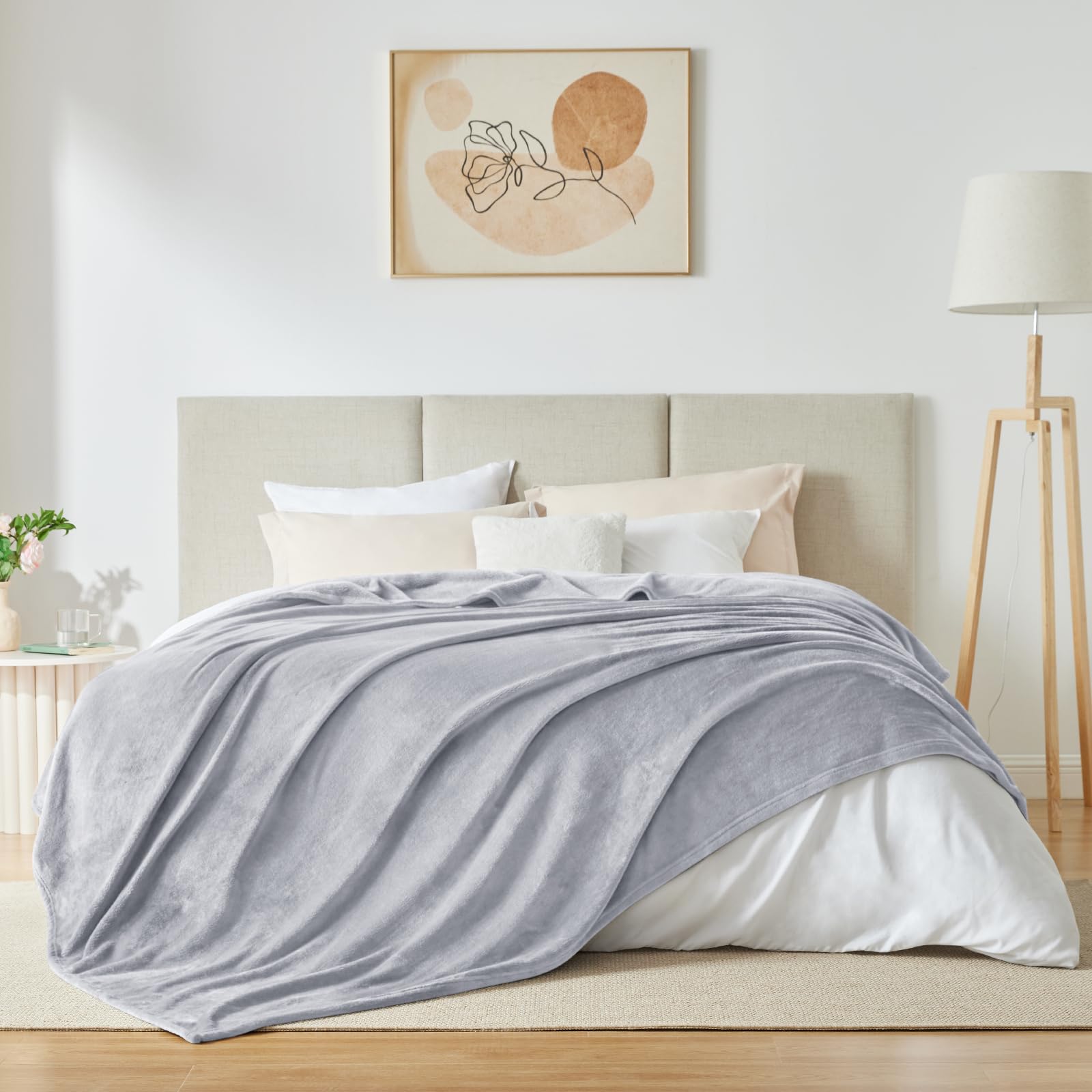WAVVE Fleece Blanket Queen Size XL Light Grey 7ft x 8ft - Image 2