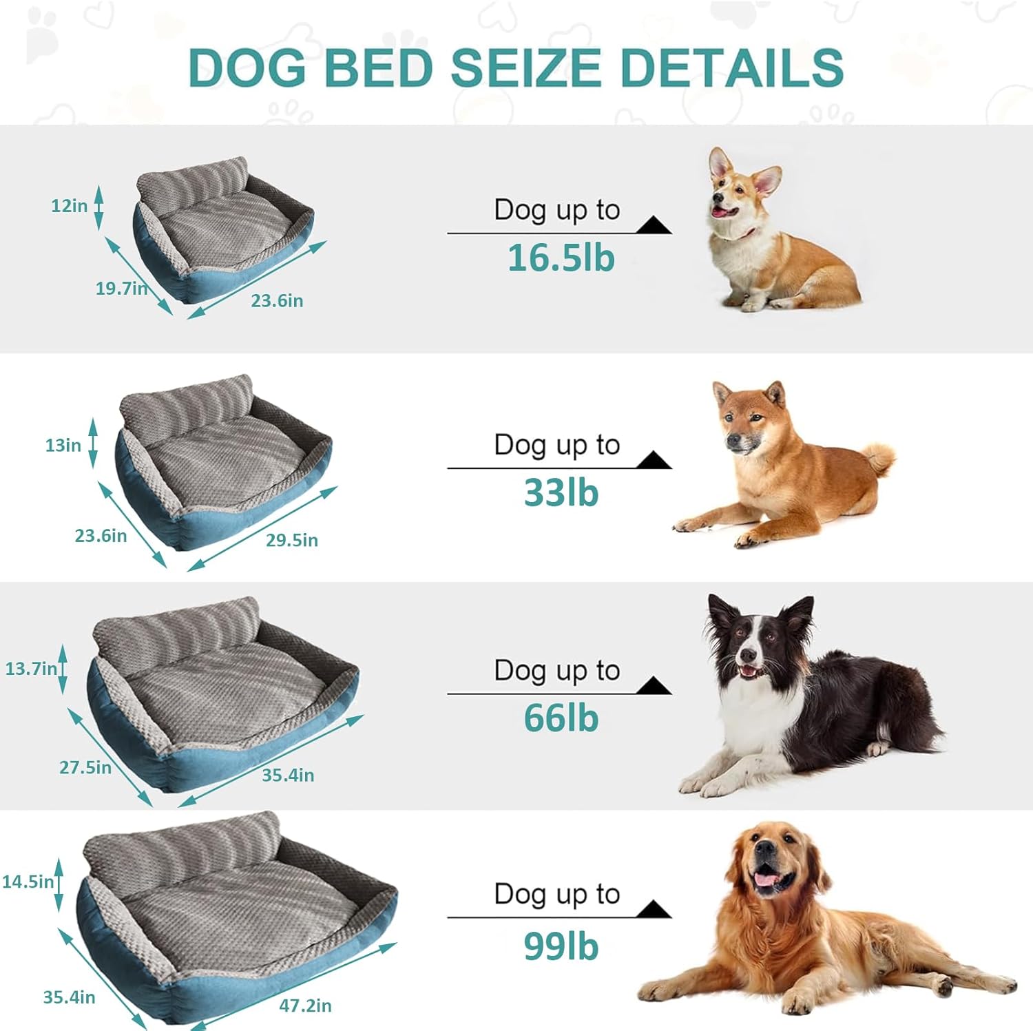 Dog Bed for Medium Small Dogs, Calming Dog Bed Mat for Large Dogs, Short Plush Pet Bed with High Back, Refillable W/Removable Washable Cover & Anti-Slip Bottom,S