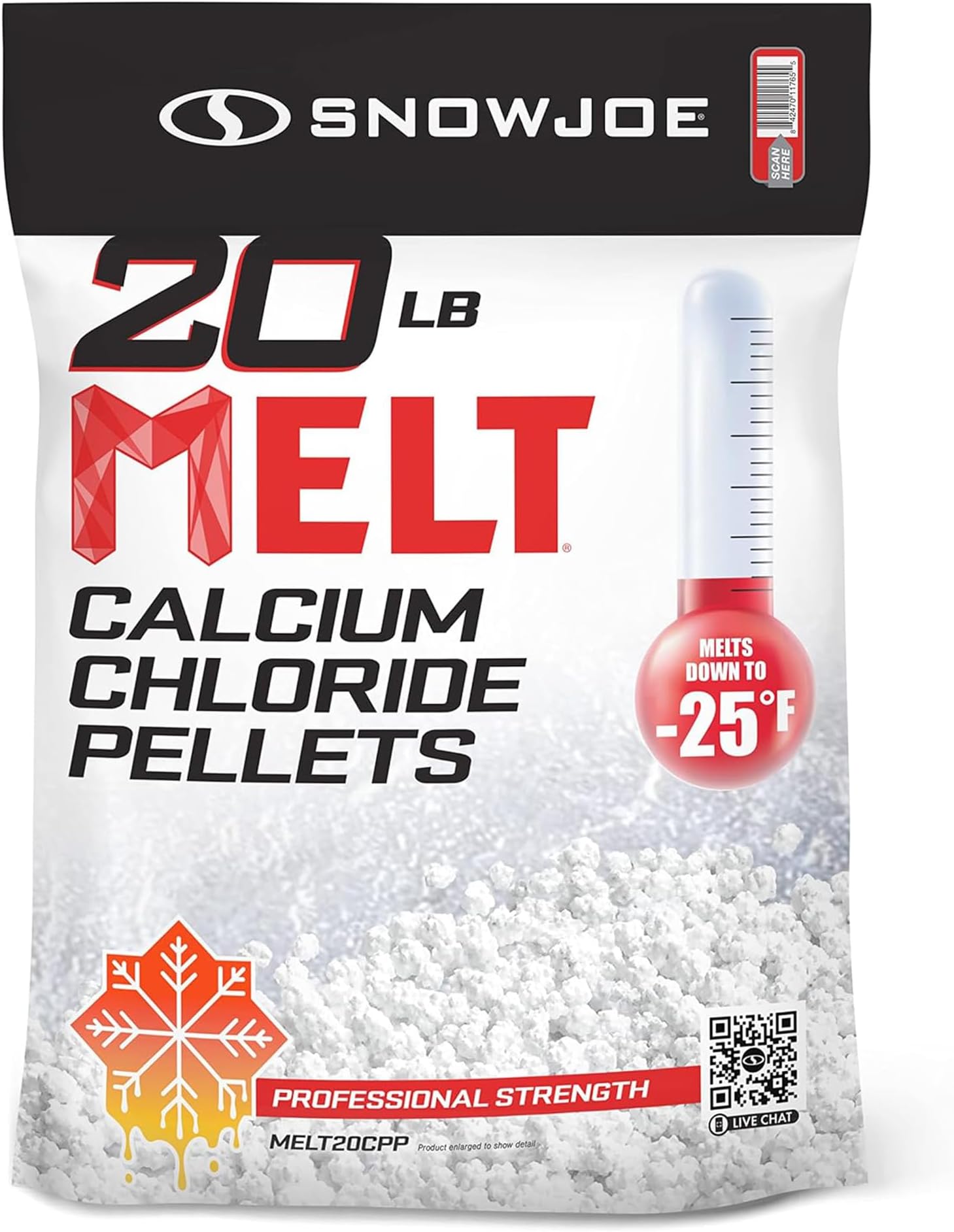 Snow Joe Snow & Ice Melter, Pure Calcium Chloride Pellets, 20 Lb Bag - Deicer/Ice Remover for Driveway, Concrete, Sidewalk & Outdoor Spaces