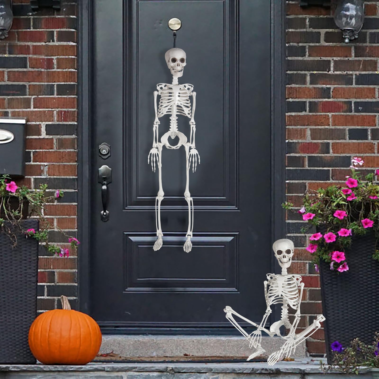 Scheletro per Halloween, in plastica, 90 cm, con articolazioni mobili, per Halloween, casa, giardino, casa, terrazza, decorazione (1 Pezzi)