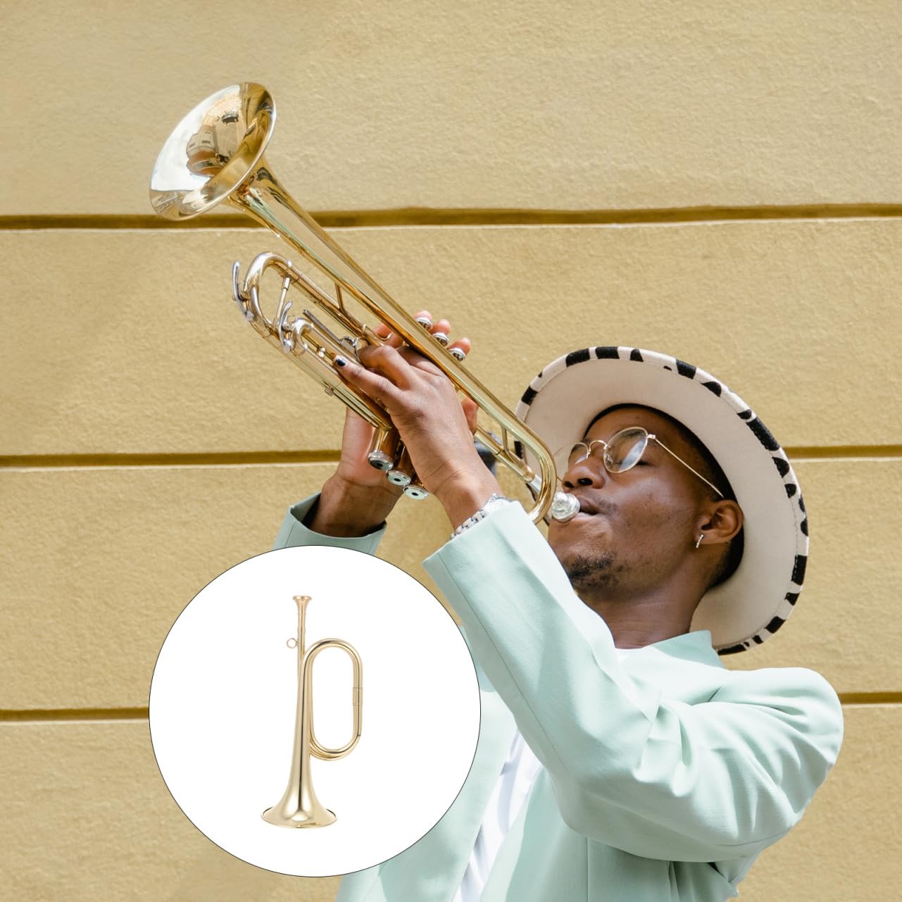 BESPORTBLE Tromba Educativa in Ottone Color Oro Design Creativo, Strumento Musicale Utile per Principianti, per Scrivania e Tavolo da Ufficio