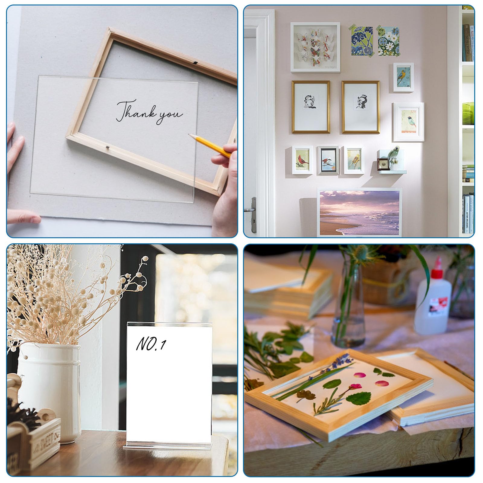 Plaques En Plexiglas Transparent TNSLAND - Lot De 10 Plaques Acrylique 2mm Pour Cadres Photos Et Projets DIY