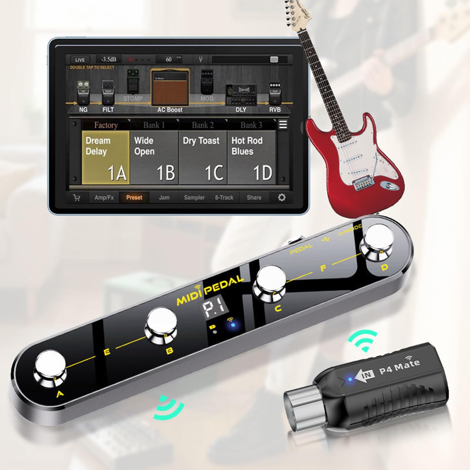 Sistemi di ricezione a pedale di espressione mappatura flessibile per postazioni di lavoro audio Controller a pedale portatile con ricevitore Design ABS programmabile per DAW Live Stable