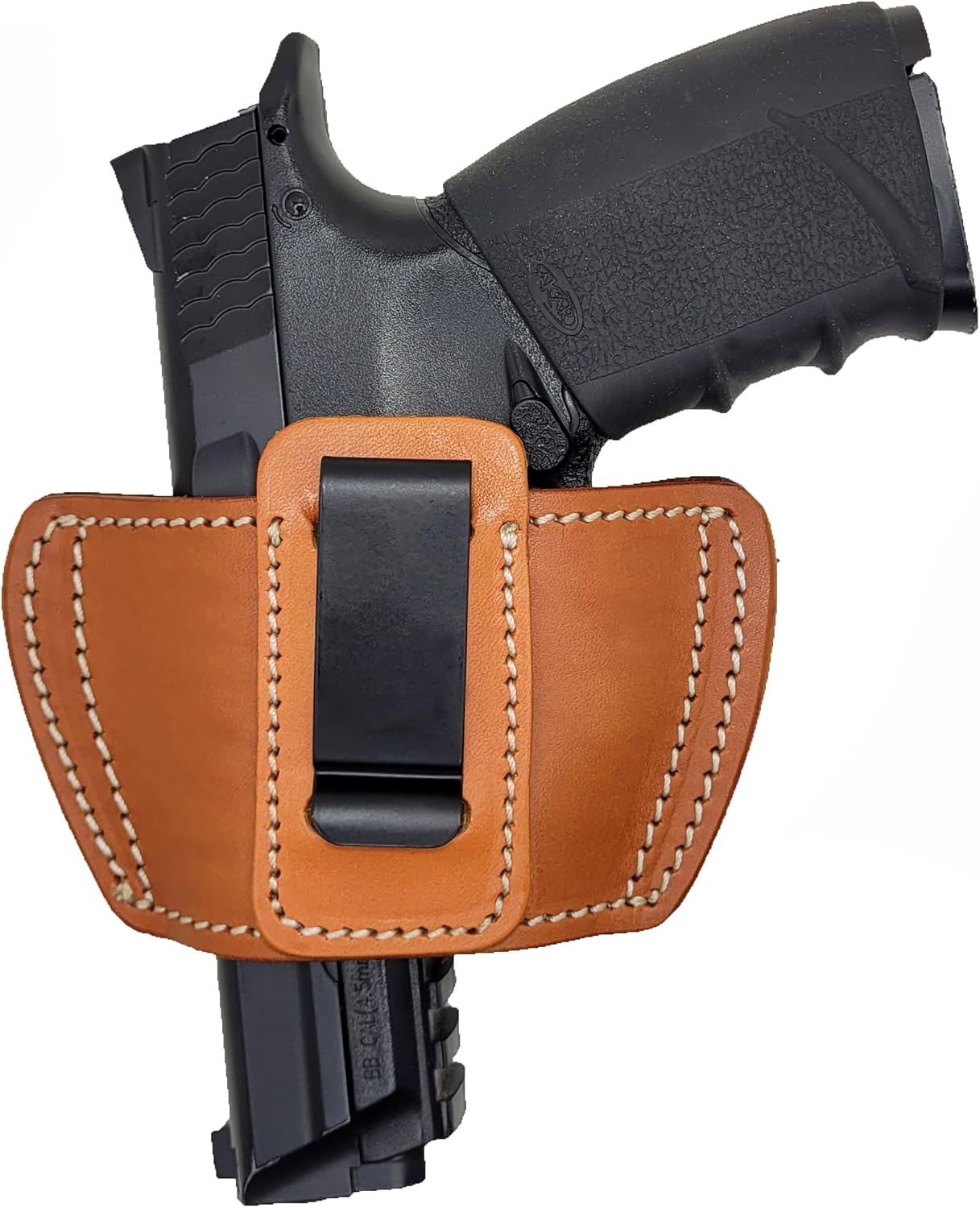 OWB & IWB Leather Gun Holster - Inner & Outside Holsters - Universal CCW Holster - Concealed Carry Holster for Glock Canik Taurus Sig M&P HK Walther Beretta Pistols - Ambidextrous Handed
