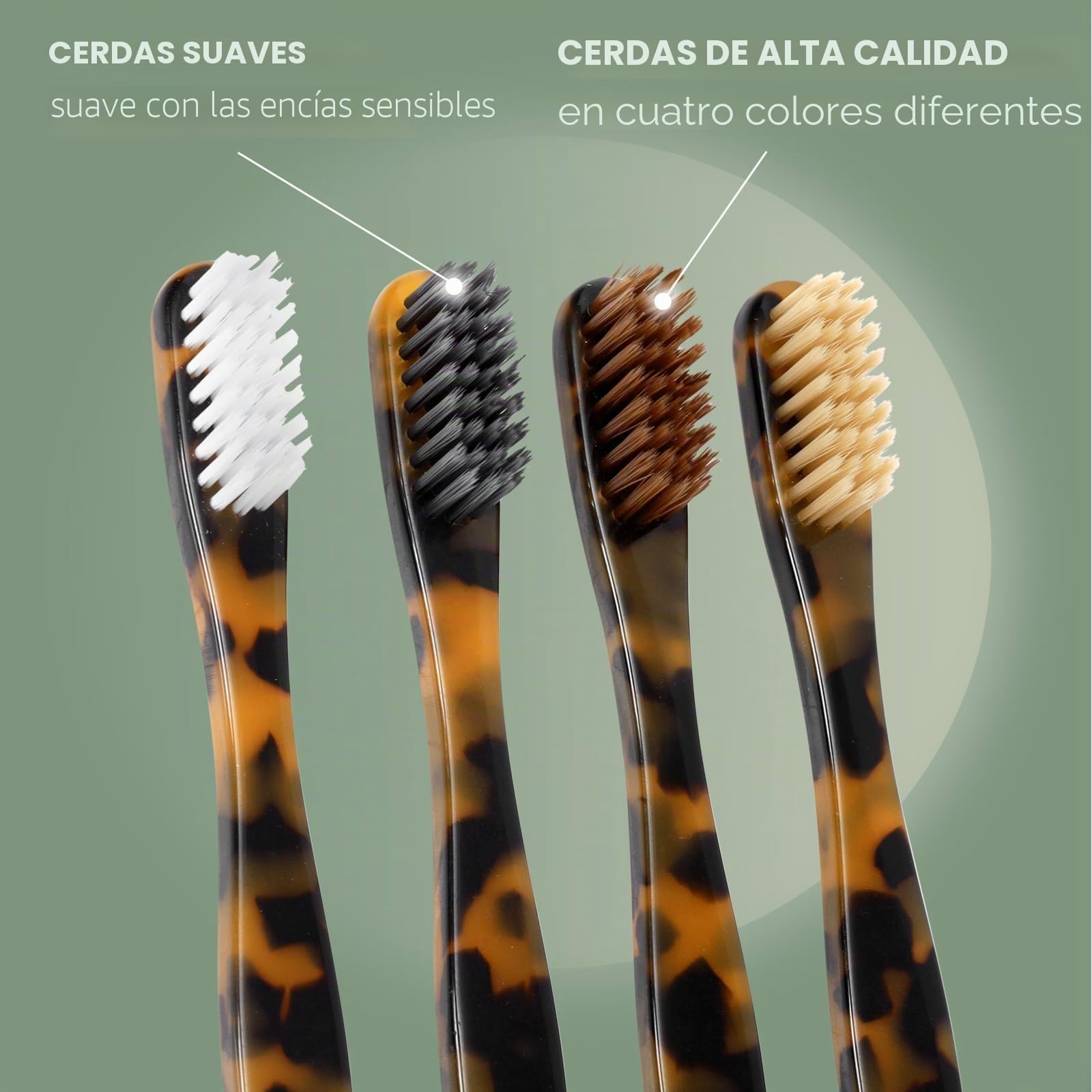 Isshah Cepillos de dientes biodegradables y ecológicos de acetato de celulosa, 8 unidades