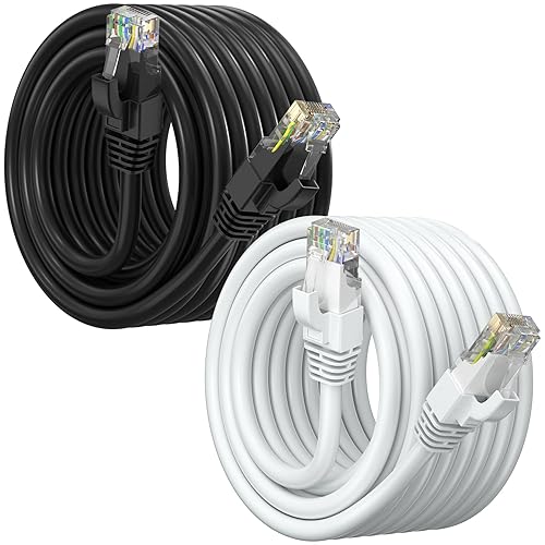 Miniatura 50 de Maximm Cable Ethernet Cat 6 de 30 pies (paquete de 2) – Cable LAN de alta velocidad, cable de Internet, cable de conexión y cable de red – UTP, 10
