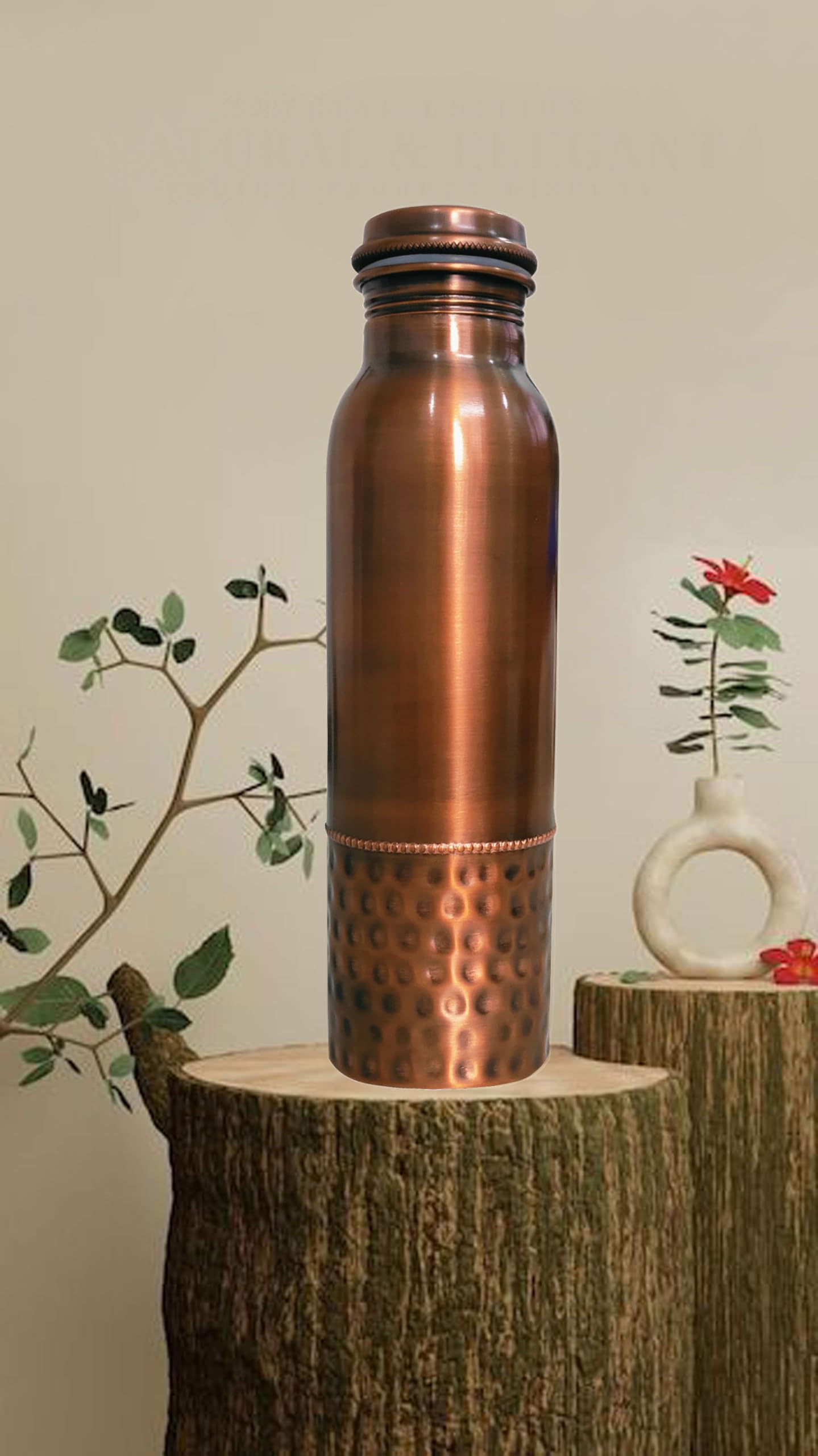 PRURA Copper Rice Hamard Copper Bottle yoga purposes Ayurveda Health Benefits Leak Proof (900ml/30oz, Design 4) - Image 4