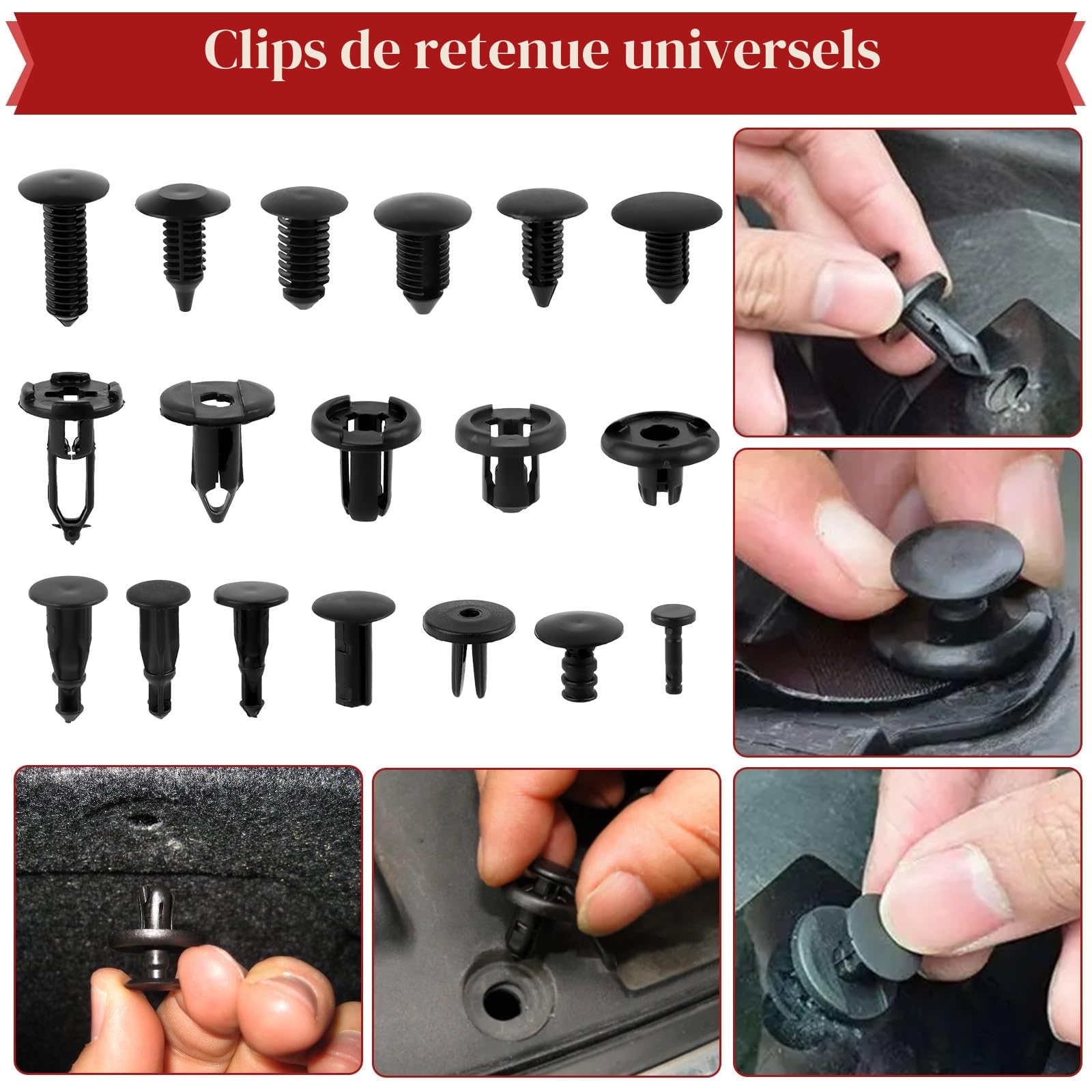NVIYAM 158 Pièces Outils de Levier Universels pour Voiture, Outils de DéMontage de Garnitures Trousse, Outil Demontage Garniture avec Broches de Retenue, Ensemble à Pince Et Extracteur D’Attaches