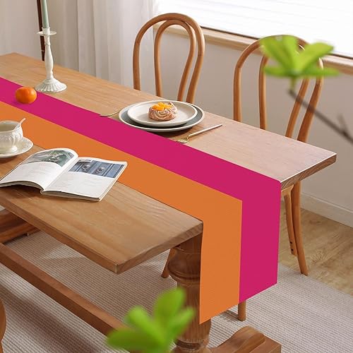Miniatura 2 de Camino de mesa naranja y rosa de 72 pulgadas de largo, camino de mesa para fiesta, granja, comedor, aparador, decoración de cocina