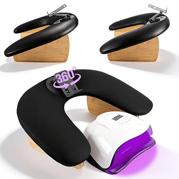 ANGNYA Arm Rest for Nails Tech U Shaped Manicure Hand Rest, Nail Arm Rest | 360Rotating Phone Holder, Detachable Brackets, Microfiber PU Leather, Easy to Assemble, Comfortable Support for Hand