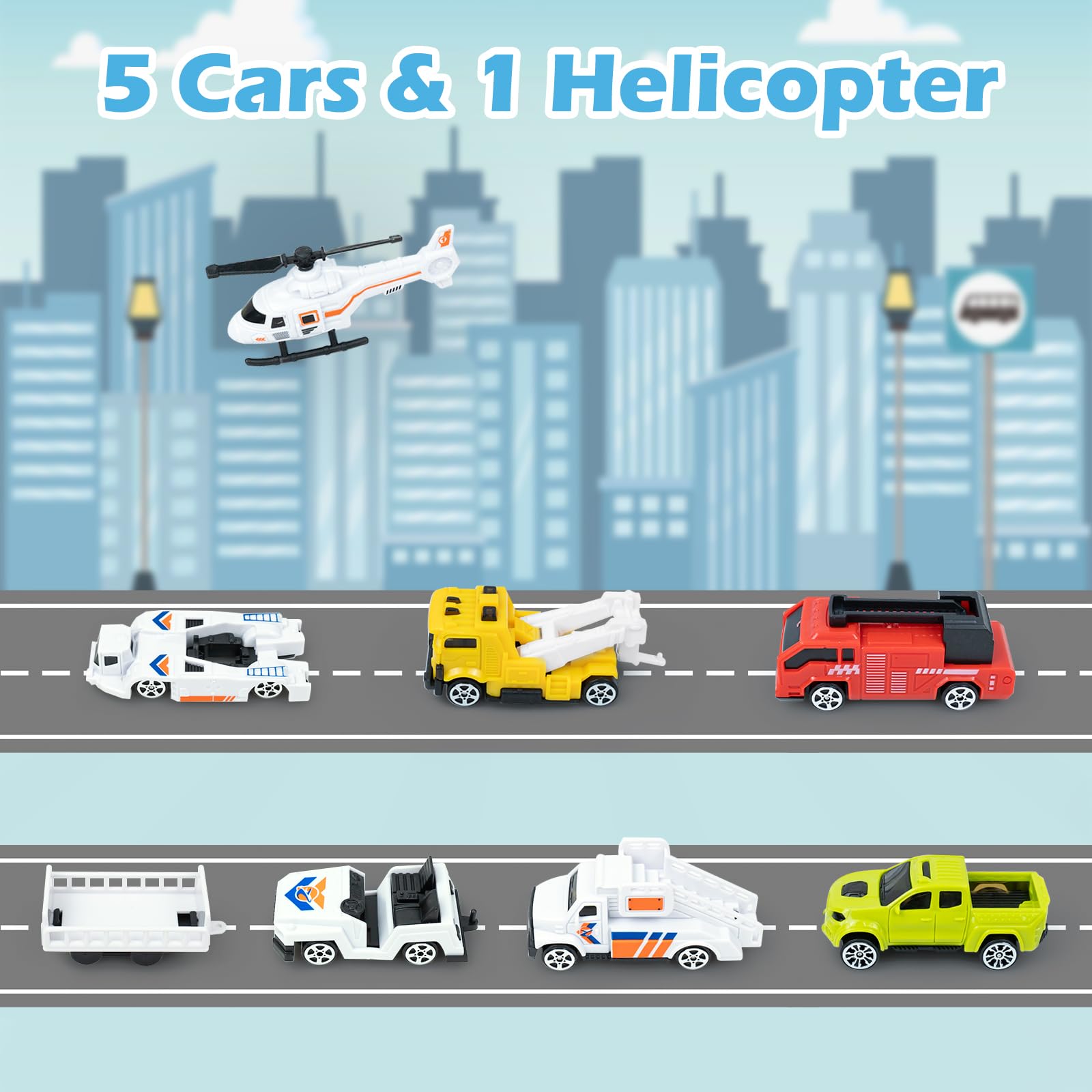 RedCrab Avion Jouet, Avions Transporteur Véhicules de Voiture Jouets, DIY Helicoptere Jouet avec Accessoires Rampe et Voiture Jouet Cadeau Enfant pour 3 Ans + Garçons Filles
