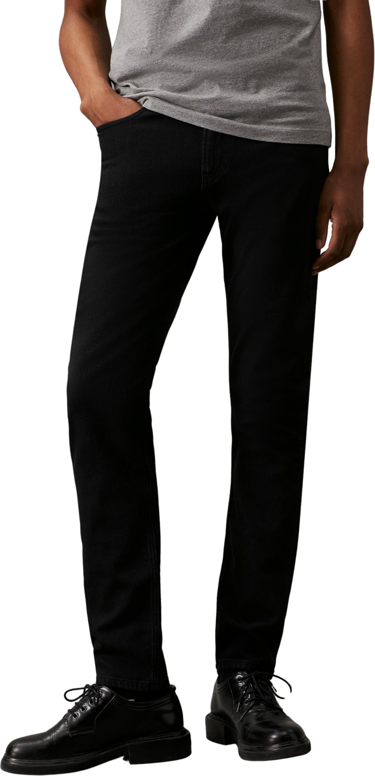 Calvin Klein Men’s Slim Tapered Fit Jeans, Black (Denim Black), 34W/30L