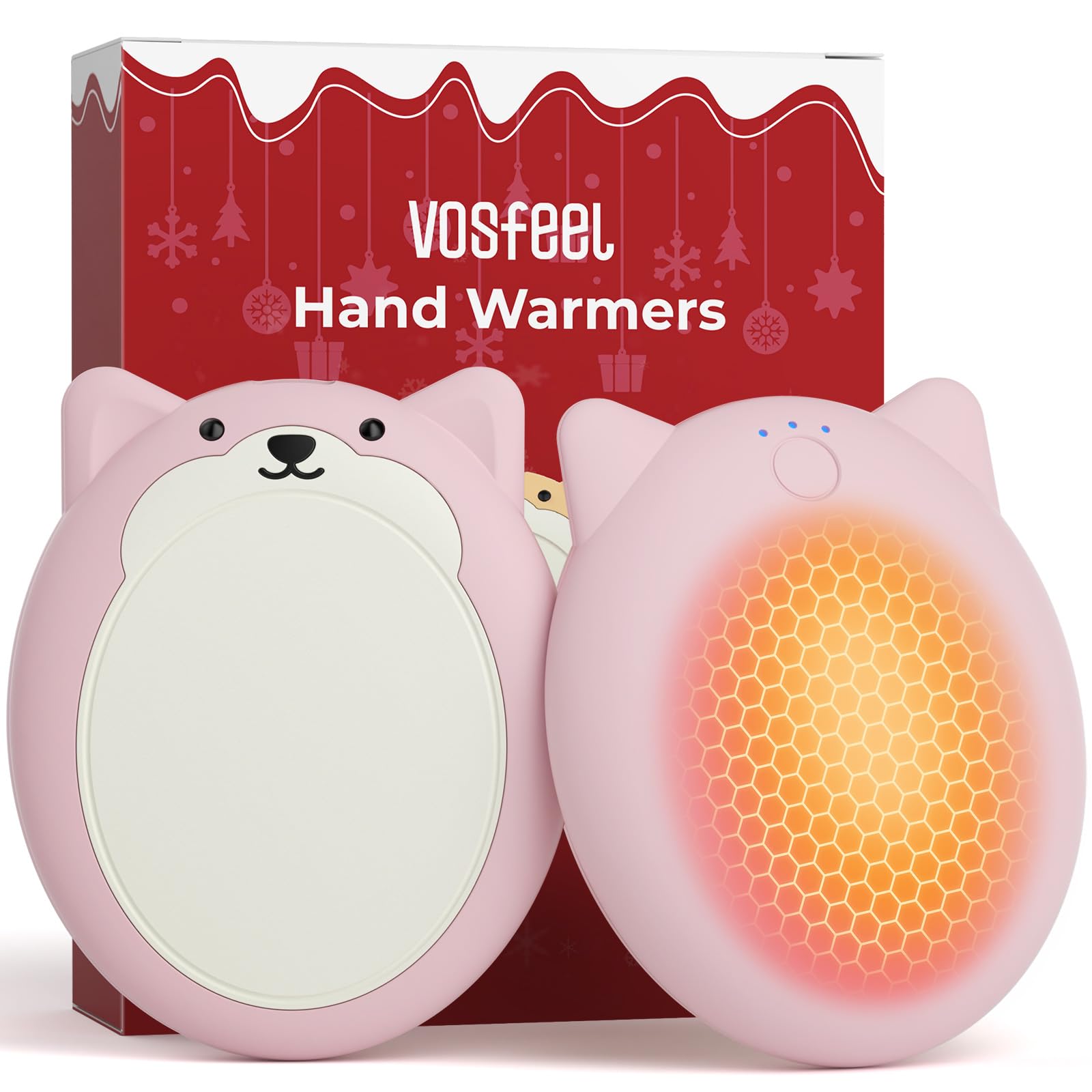 VOSFEEL Scaldamani Ricaricabile, Scaldamani Elettrico 2 Pack, Design Carino | Magnetico 2 in 1, Riscaldamento a 3 Livelli, Portatile e Riutilizzabile, Adatto per Esterno, Scuola, Pendolarismo