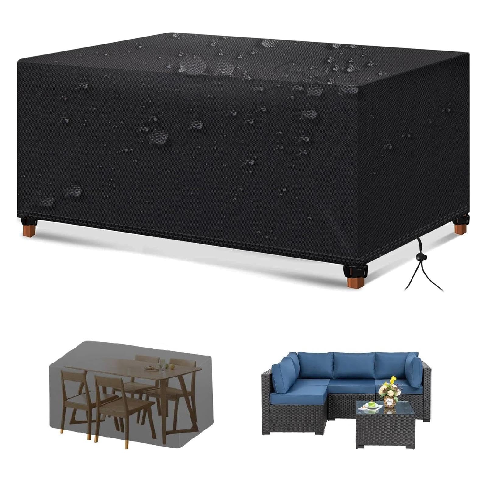 Gartenmöbel Abdeckung 280x140x70cm(LxBxH), Schutzhülle Gartenmöbel für Sofa, Tisch, Stühle, Gartentische Terrassenmöbel Wasserdicht UV-stabilisiert 420D Oxford Gewebe