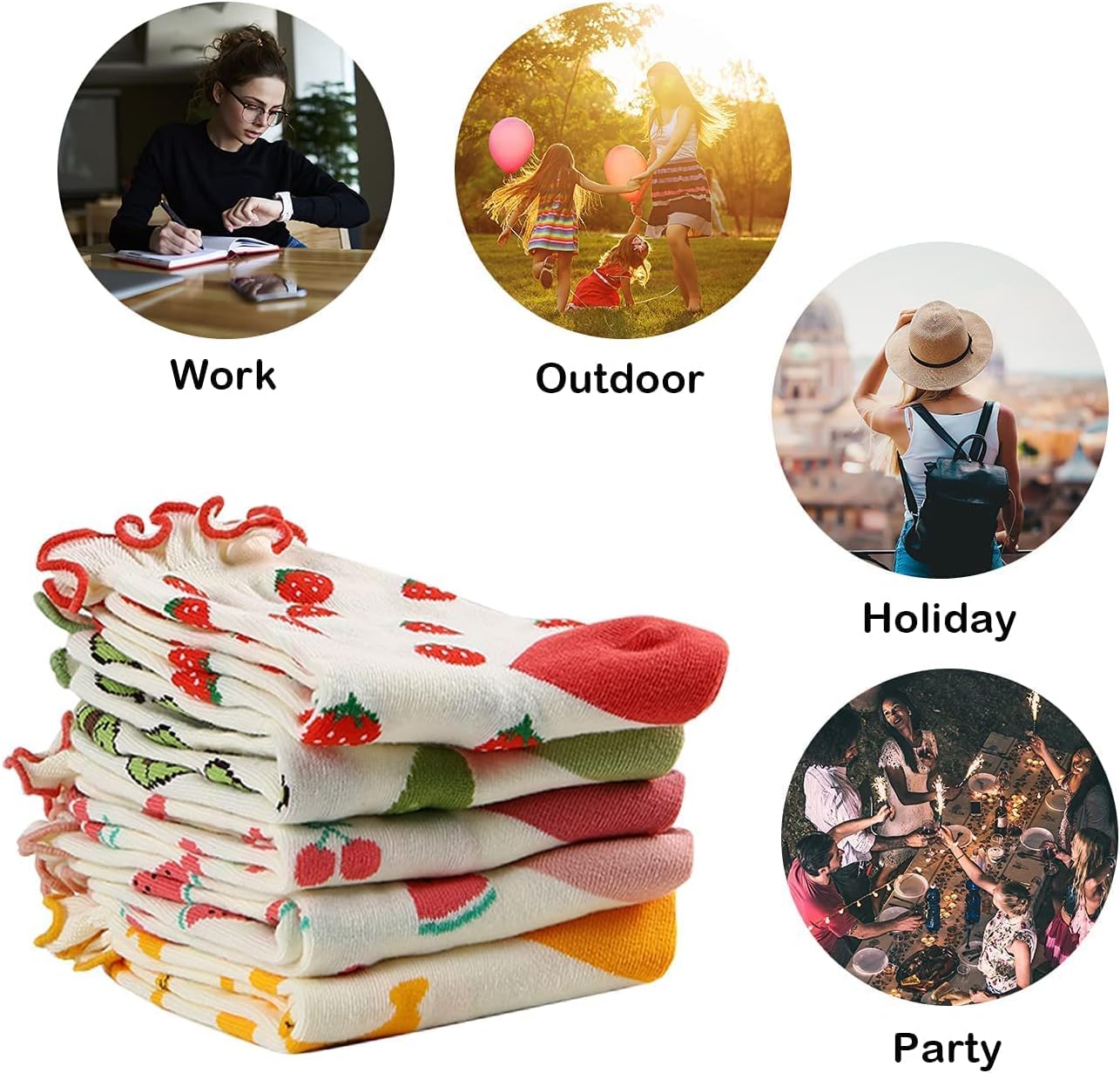 Benefeet Sox Womens Ruffle Socks Girls Cute Novelty Crew Socks Fancy Frilly Dress Sock Lettuce Trim Turn-Cuff High Ankle Sock - Image 4