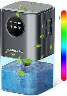 Home Dehumidifier, Homtronics Portable Dehumidifier 1.7L, Auto Shutdown, Intelligent Defrosting, Silent Dehumidifiers, Amb…