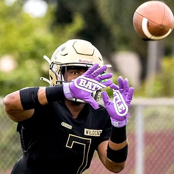 Battle Sports Double Threat Wide Receiver Gloves | UltraTack palm reaches the legal stick limit, PerfectFit material for comfort and breathability, Wrist freedom of motion
