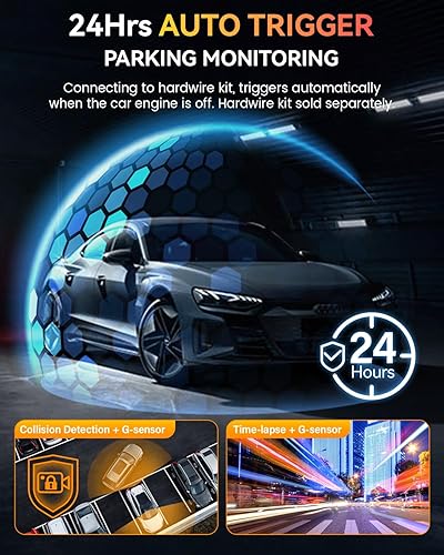 Miniatura 7 de Cámara de tablero frontal trasera 4K integrado 5G WiFi GPS, control de voz, pantalla IPS de 3.39 pulgadas, cámara de tablero dual para automóvil