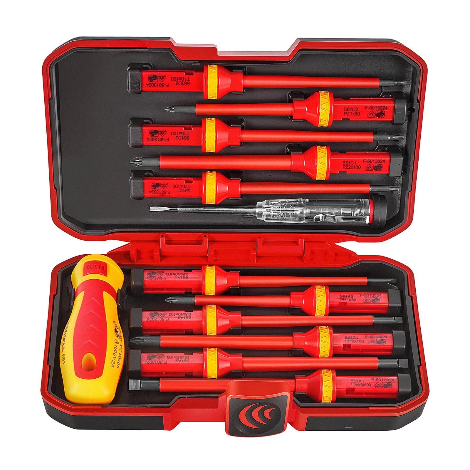 BILITOOLS Set di cacciaviti da elettricista isolati da 1000 V, kit di 13 strumenti elettrici con punte magnetiche in acciaio CR-V, manico isolato, Phillips, scanalato, Pozi, cacciaviti Torx