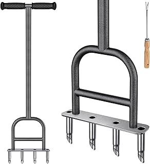 Dolibest Lawn Coring Aerator, 4 Stainless Steel Corer Plug Aerator Tool with Soft Rubber Grip, Manual Grass Aerating Tool,...