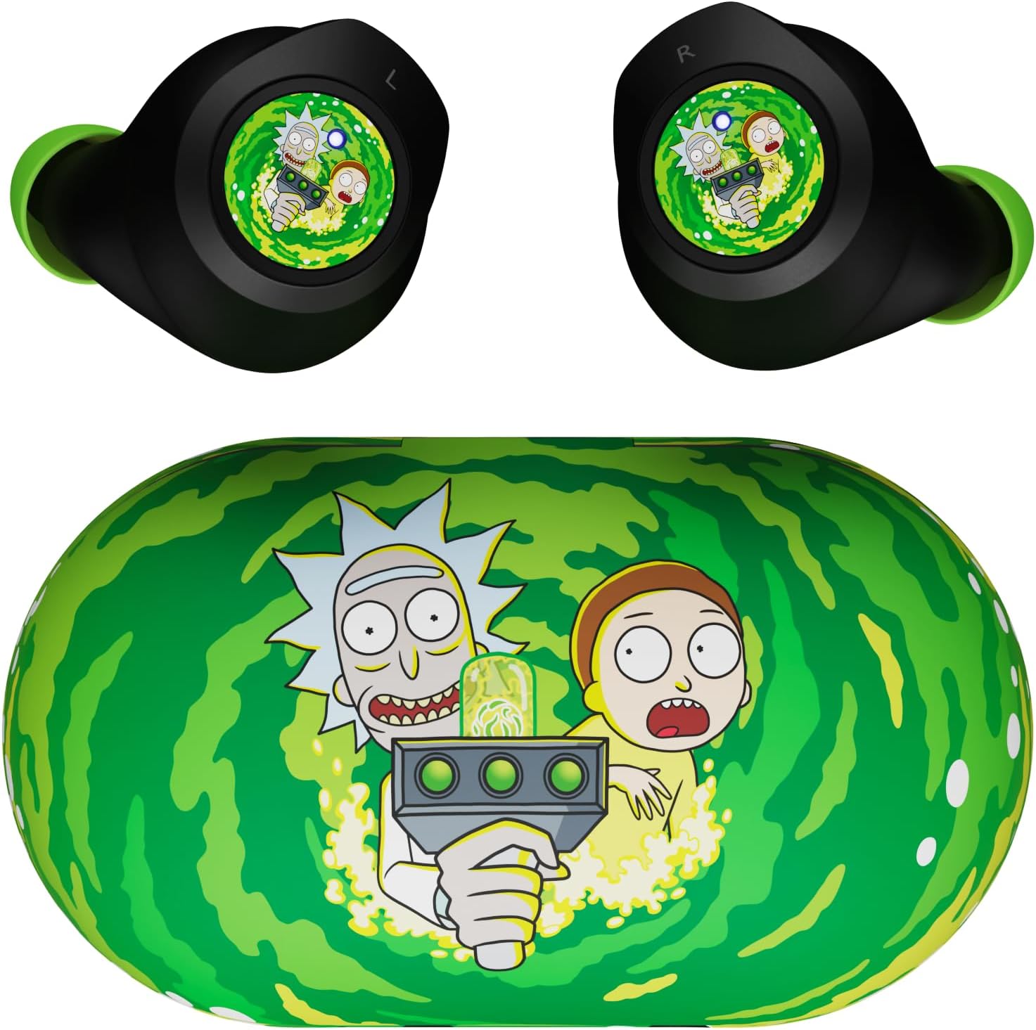 Rick and Morty Portal Wireless Bluetooth Earbuds with Charging Case, Built-in Mic, 30 Hr Playtime, Officially Licensed| Rick and Morty Gifts for Men, Women, Teens and All Fans (Rick and Morty Portals)