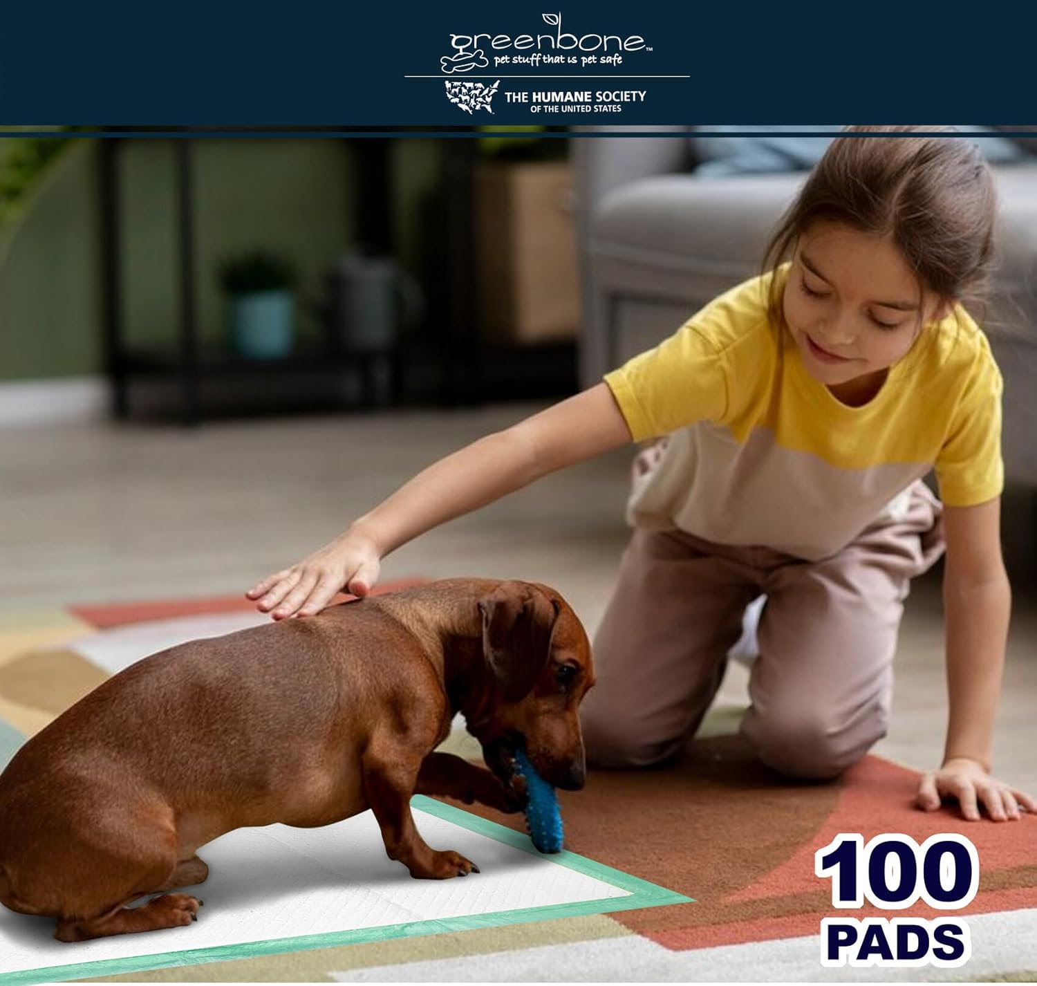 The Humane Society by Greenbone Training Pads for Puppies & Indoor Dogs - Leak Proof - 100 Count