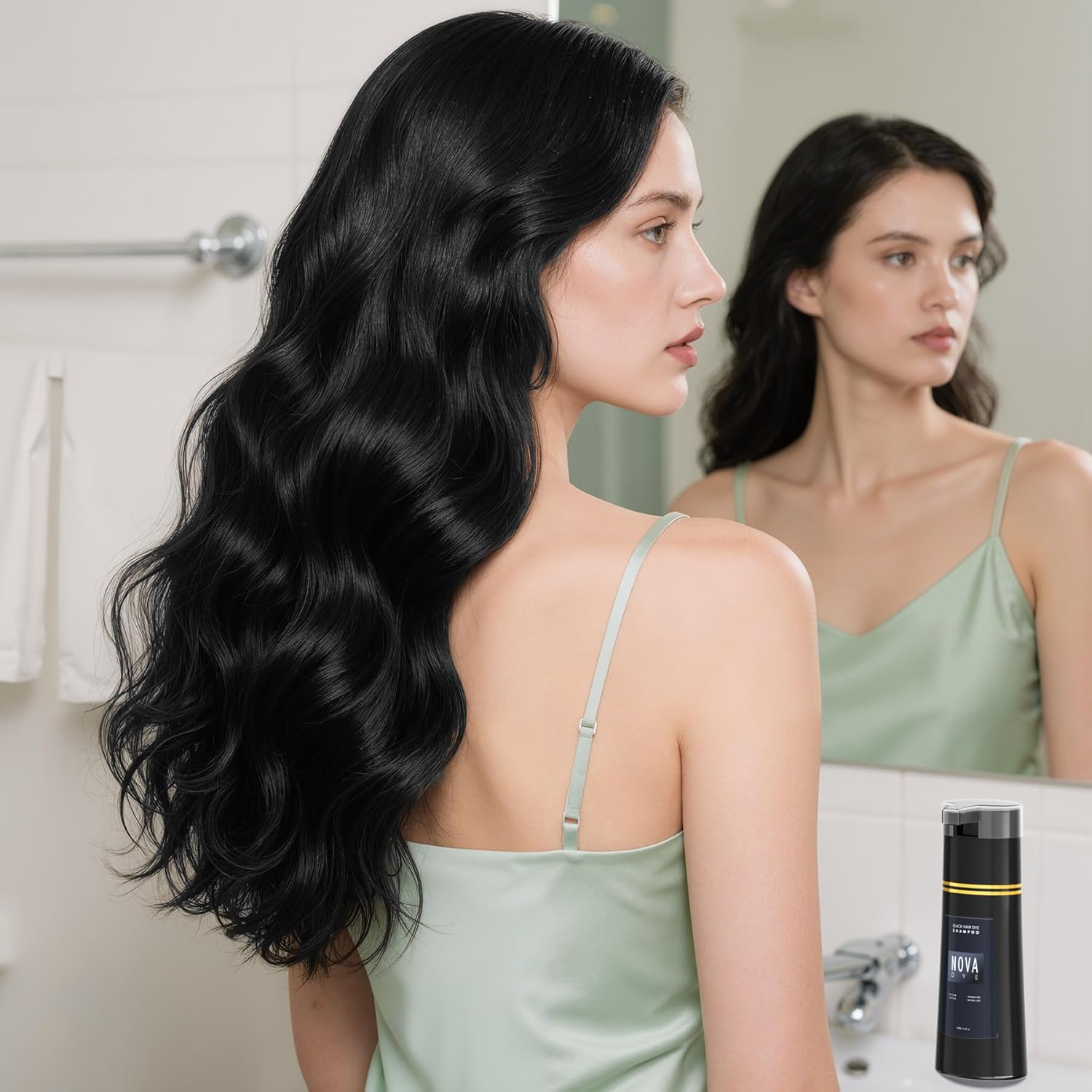 Black Hair Dye Shampoo 3 in 1, Natural Dye Shampoo for Men & Women, Herbal Ingredient Shampoos for Grey Hairs Coverage - Image 5