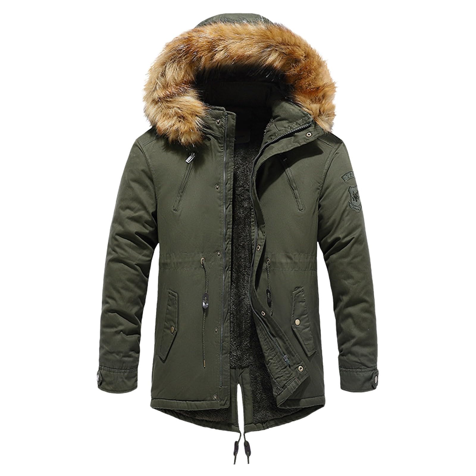 Piumino da uomo con pelliccia leggera e calda cappotto invernale giacca militare da uomo con cappuccio cerniera antivento parka impermeabile casual piumino da trekking giacca
