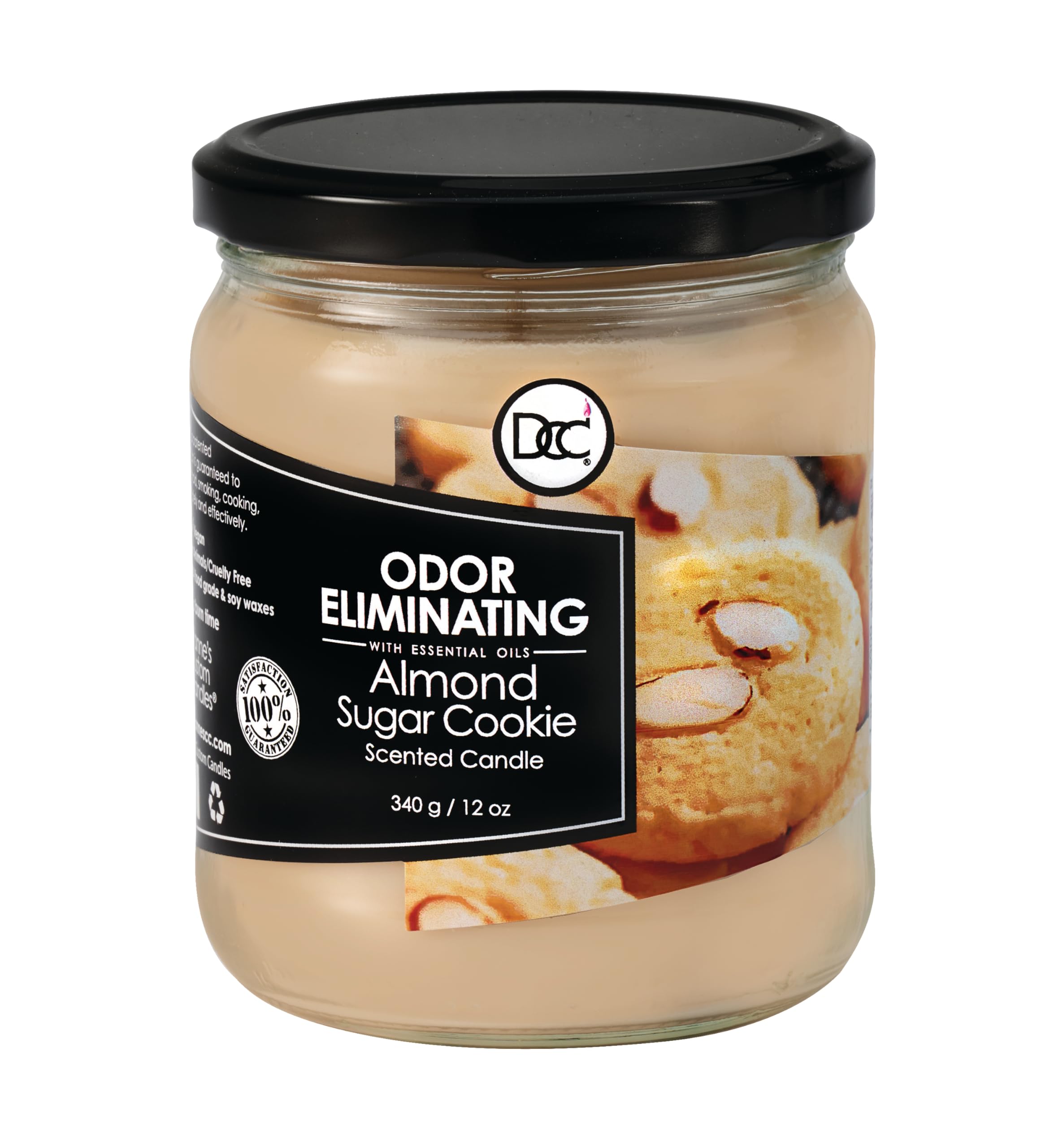 Almond Sugar Cookie Odor Eliminating Highly Fragranced Candle - Eliminates 95% of Pet, Smoke, Food, and Other Smells Quickly - Up to 80 Hour Burn time