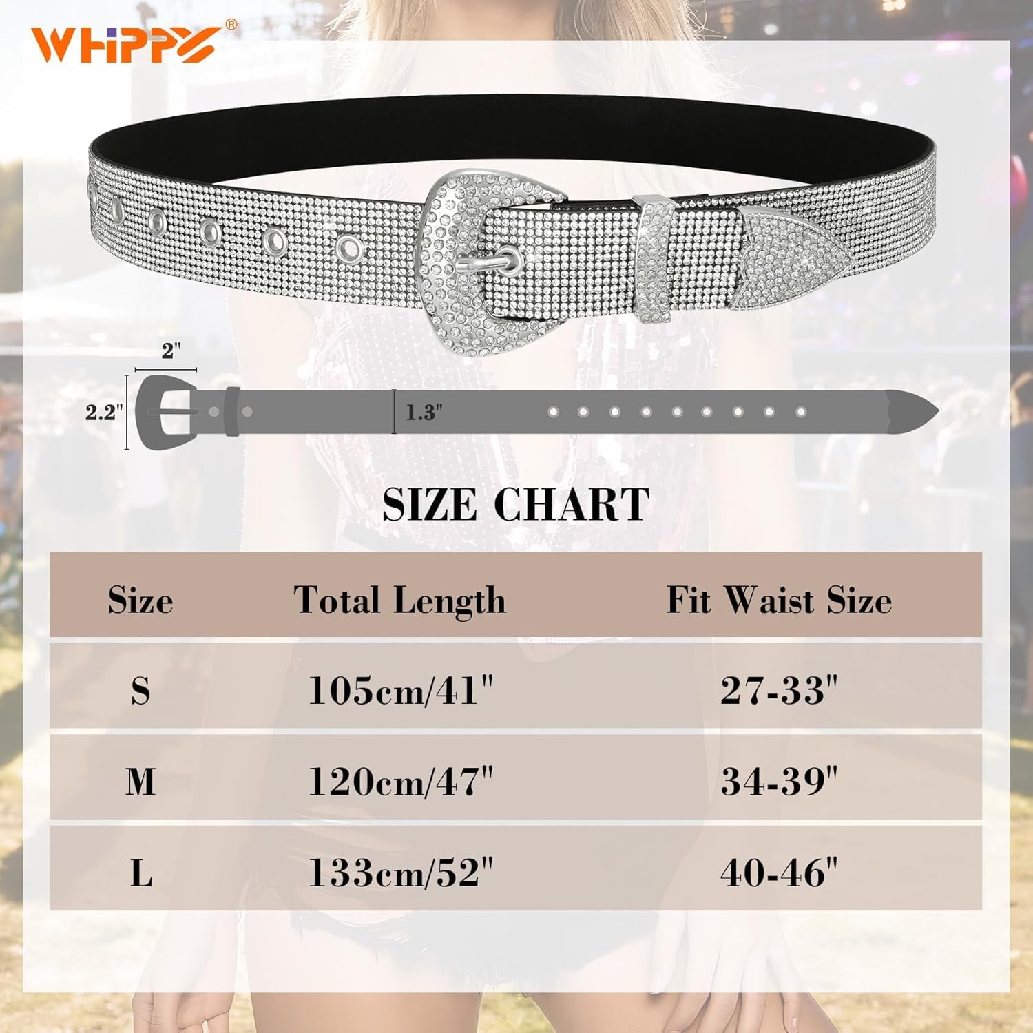 WHIPPY Rhinestones Leather Belts for Women Disco Bling Studded Belt for Jeans Pants Western Cowgirl Shiny Waist Belt
