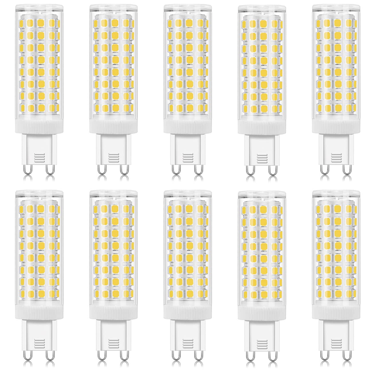 RYTM 10-Pack LED Bulbs G9 Bi-Pin Base 8W-750LM 80W Halogen Equivalent 360 Beam Angle No-Flicker Dimmable T4 Light