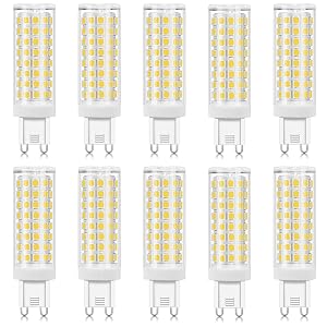 RYTM 10-Pack LED Bulbs G9 Bi-Pin Base 8W-750LM 80W Halogen Equivalent 360 Beam Angle No-Flicker Dimmable T4 Light