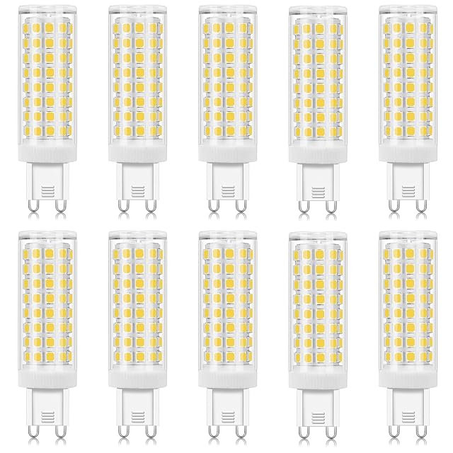 RYTM 10-Pack LED Bulbs G9 Bi-Pin Base 8W-750LM 80W Halogen Equivalent 360 Beam Angle No-Flicker Dimmable T4 Light