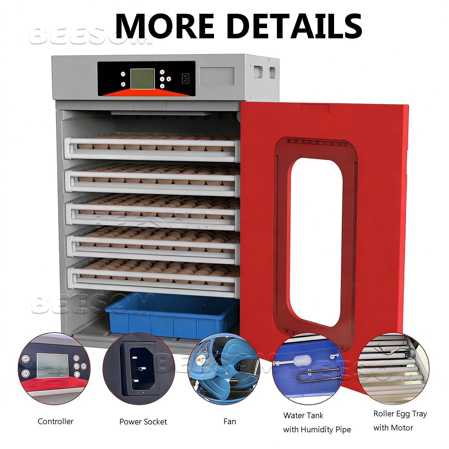 Incubadora 1000 Huevos,Gran incubadora Comercial para Aves Corral,con Giro automático y Control Digital de Temperatura,Alta Resistencia,para Granjas Pollos,Patos,Gansos y codornices 400Egg