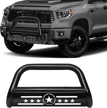 Bull Bar 3" Front Grille Brush Push Bumper Guard with Removable Skid Plate Compatible with 2007-2021 Toyota Tundra 4.0L V6/ 4.6L 4.7L 5.7L V8, 2008-2022 Toyota Sequoia 4.6L/4.7L/5.7L V8, Black