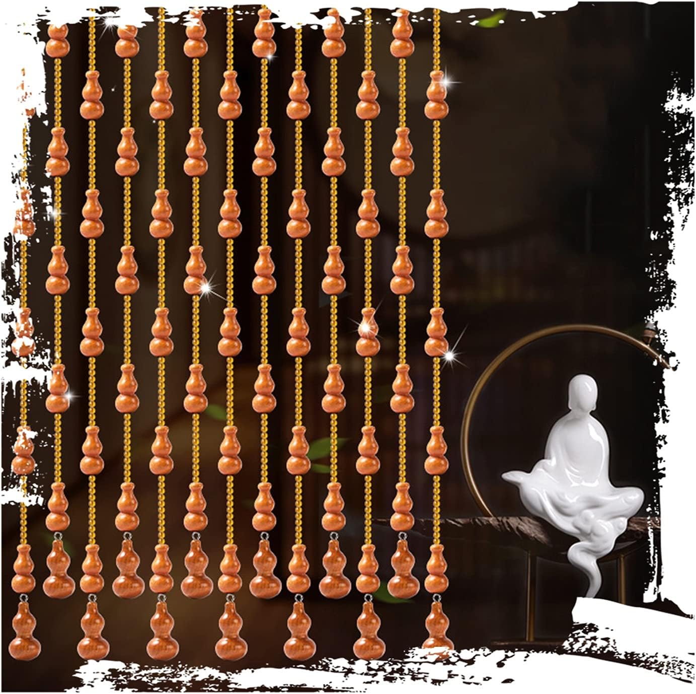 Gourd Crystal Beads Partition Screen Used for Office Cafe Bar Home Decoration Customizable Size (Colour: A Size: 90 x 175 cm 36 Strands) (A 140 x 180 cm 56 Strands)