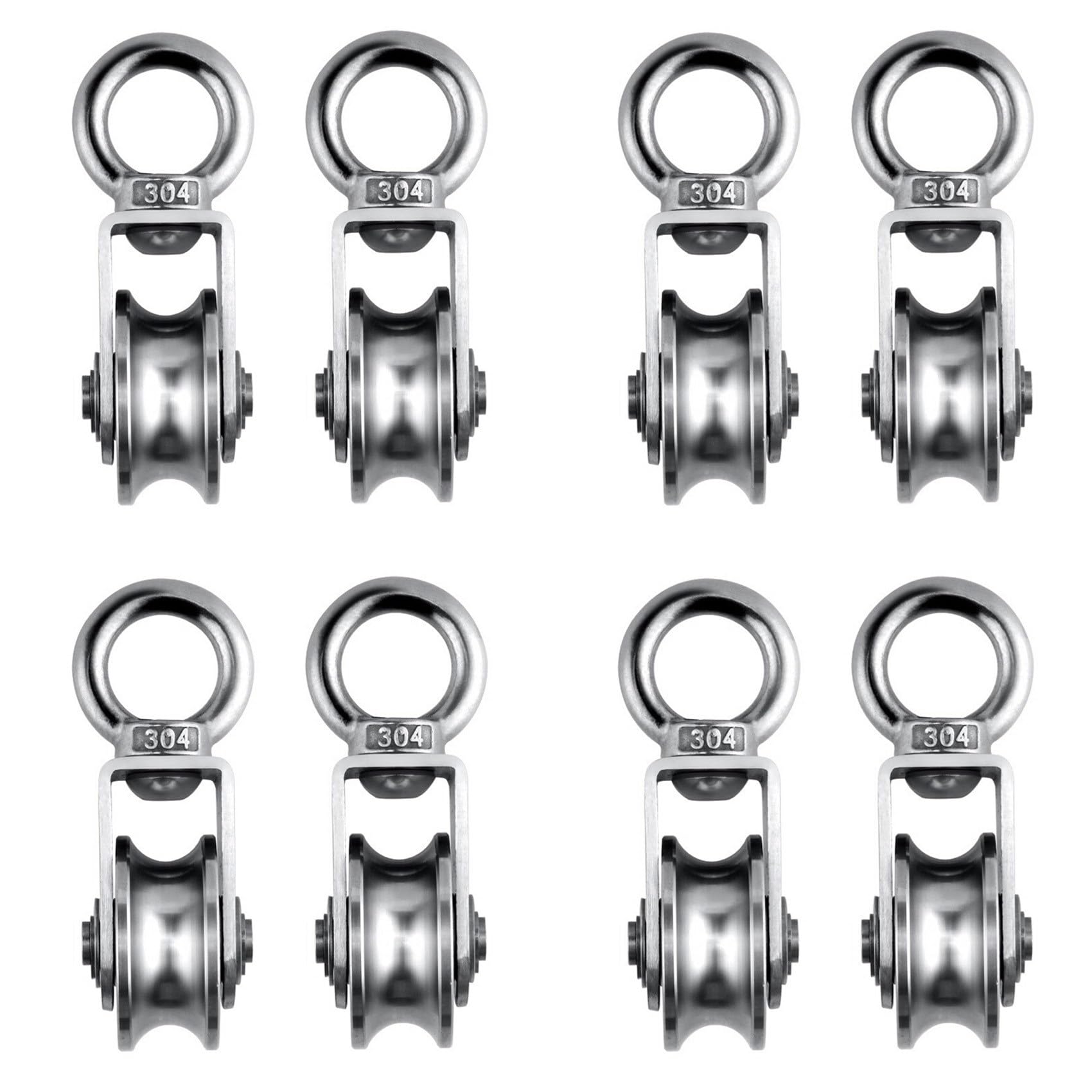 Ctrlzs Cable Pulley Wheel Stainless Steel Swivel Pulley Block Silence Rotation Traction Wheel For System Lifting Gym 8Pcs