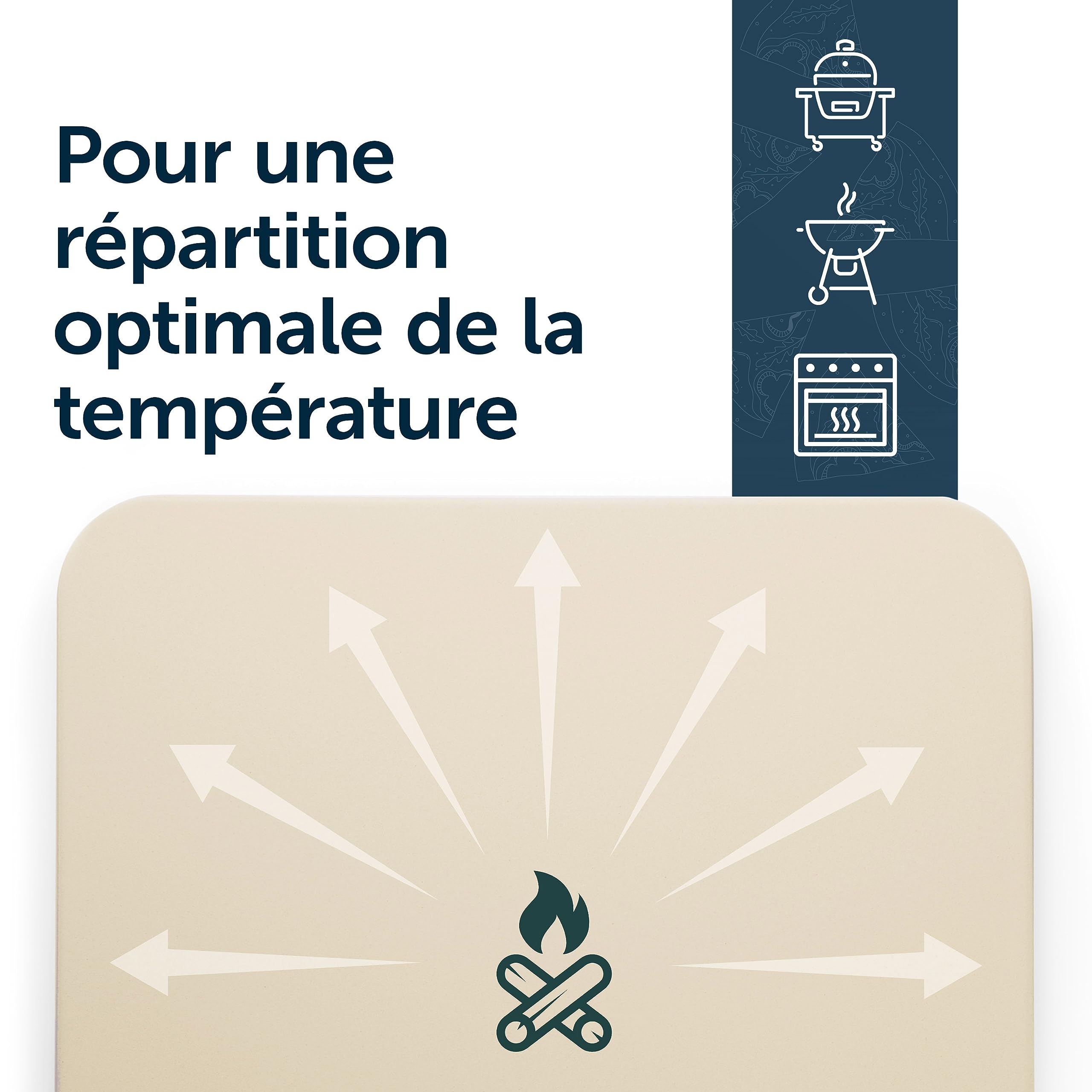 Blumtal - Pierre a pizza en cordiérite pour four et grill à gaz pour une cuisson homogène, une pâte croustillante et une pizza traditionnelle