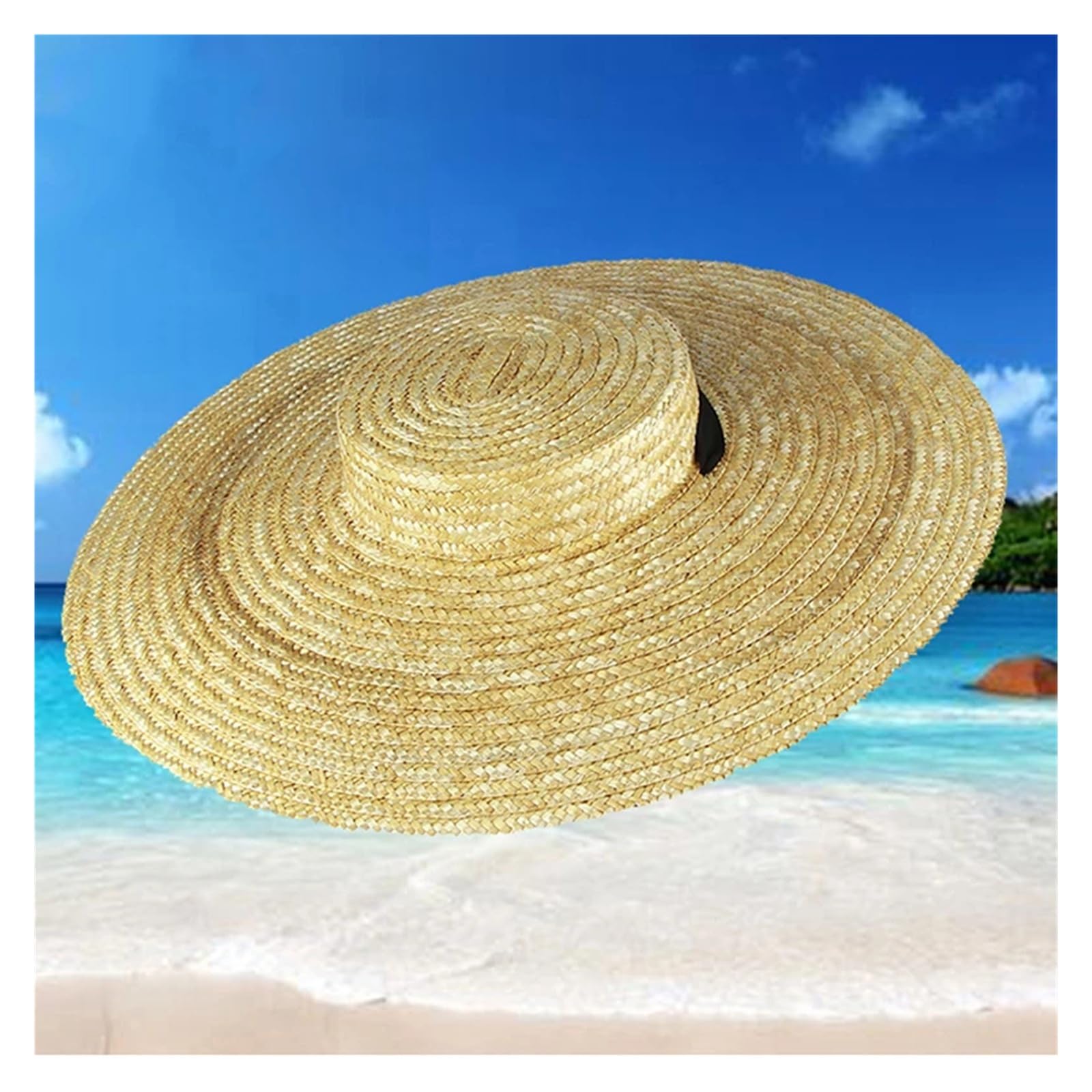 Generico Cappello di Paglia a Tesa Larga for Berretto da Spiaggia Estivo con Visiera Parasole Lunga e Cravatta Piatta