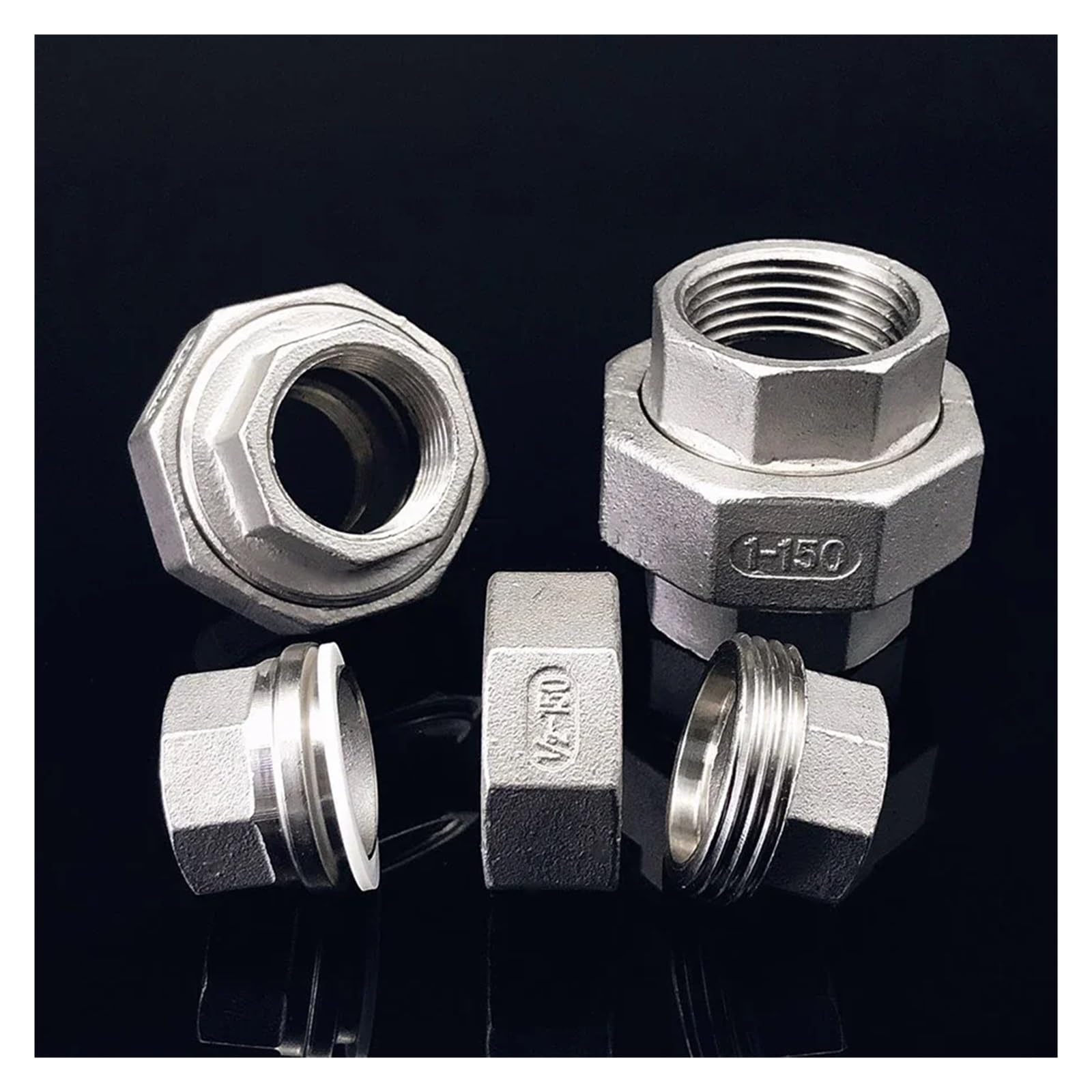 1 pieza de acoplamiento de unión de acero inoxidable 304, rosca hembra macho de 1/4", 3/8", 1/2", 3/4", 1", 1-1/4", 1-1/2", 2", for tubería fundida.(F-M,1-1/4")