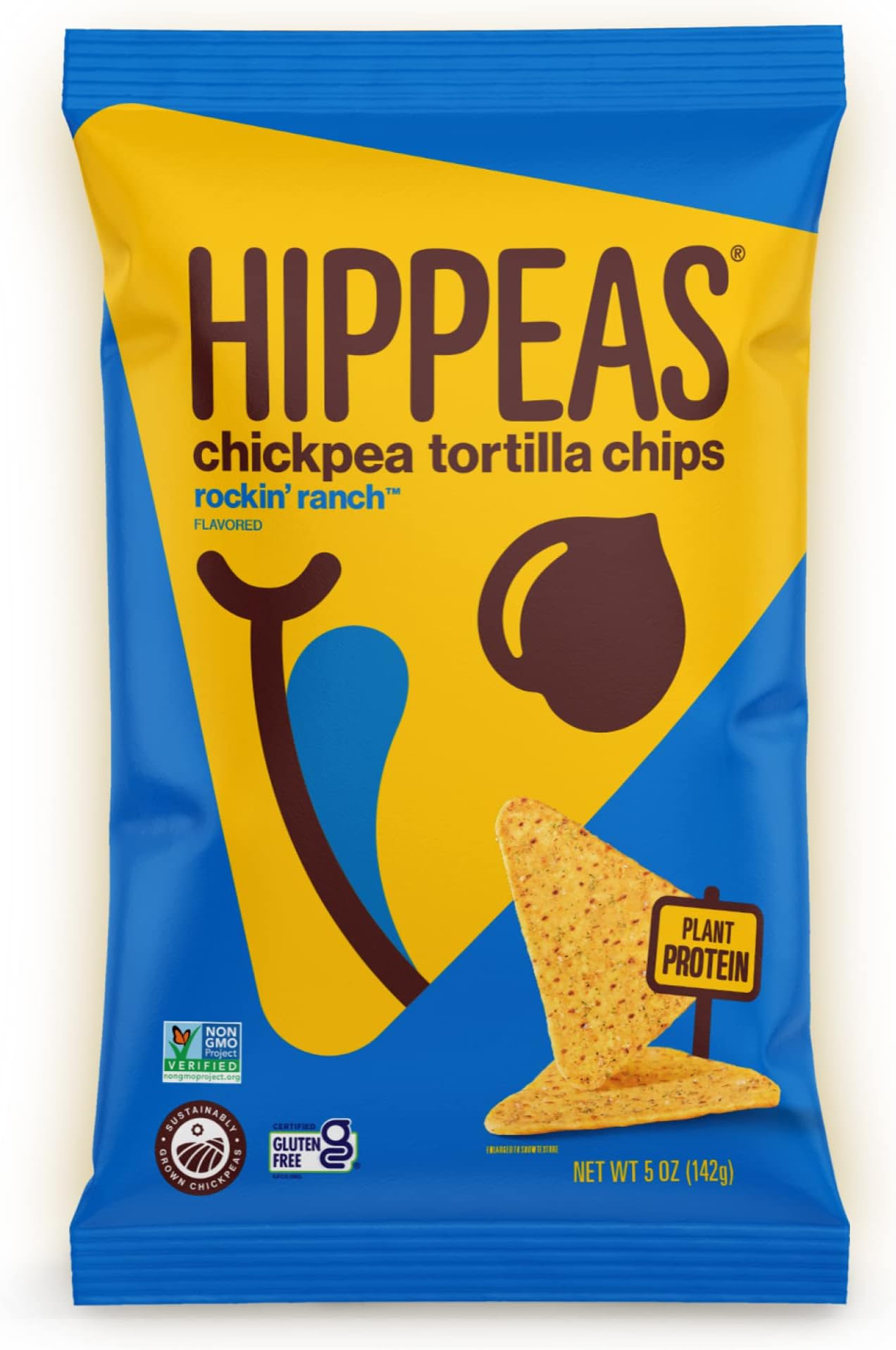 Hippeas Chickpea Tortilla Chips, Rockin’ Ranch, 5 Ounce (Pack of 1), 3g Protein, 3g