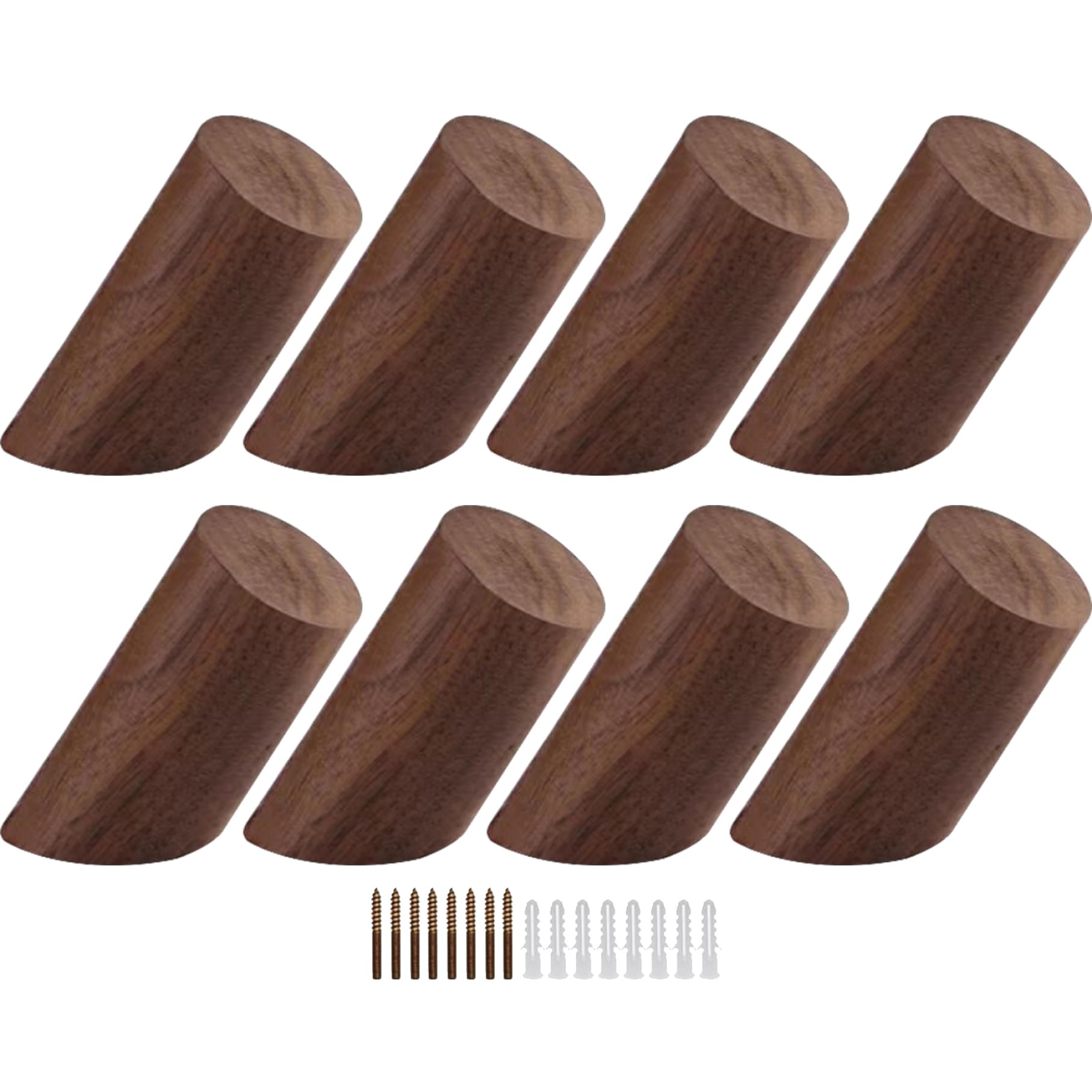 Crochets muraux en bois patères bois naturel 8 pièces pour suspendre manteaux et chapeaux