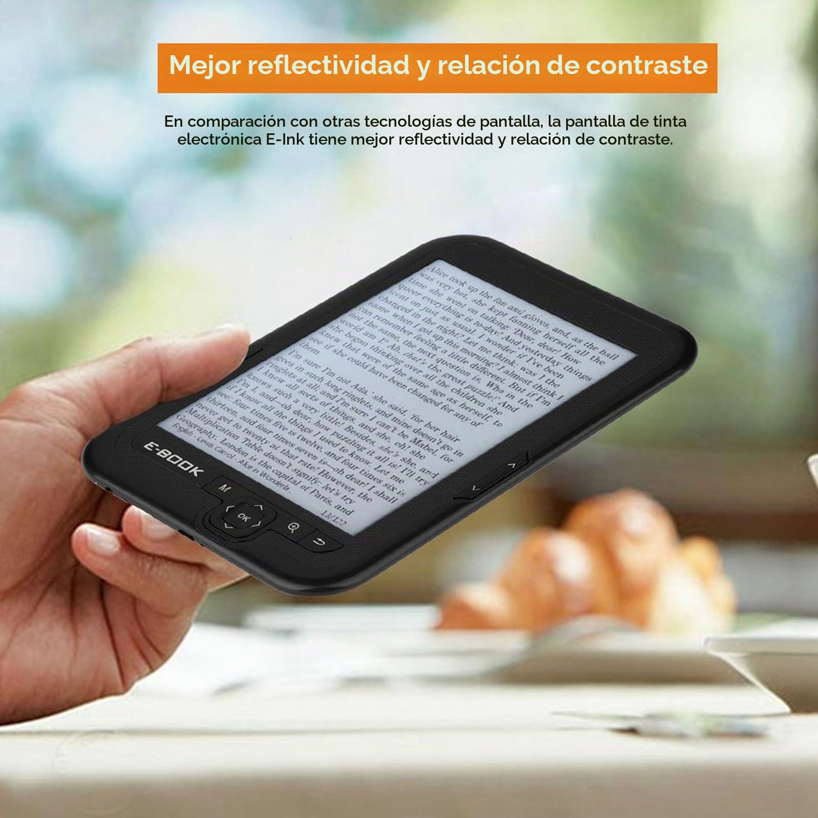 ASHATA Lector Electrónico | Lector de Libros Electrónicos con Pantalla de Tinta Electrónica de 6" | Lector Electrónico de Tinta Electrónica de 6 Pulgadas con Resolución de 1024 X 768, Cubierta(Negro)
