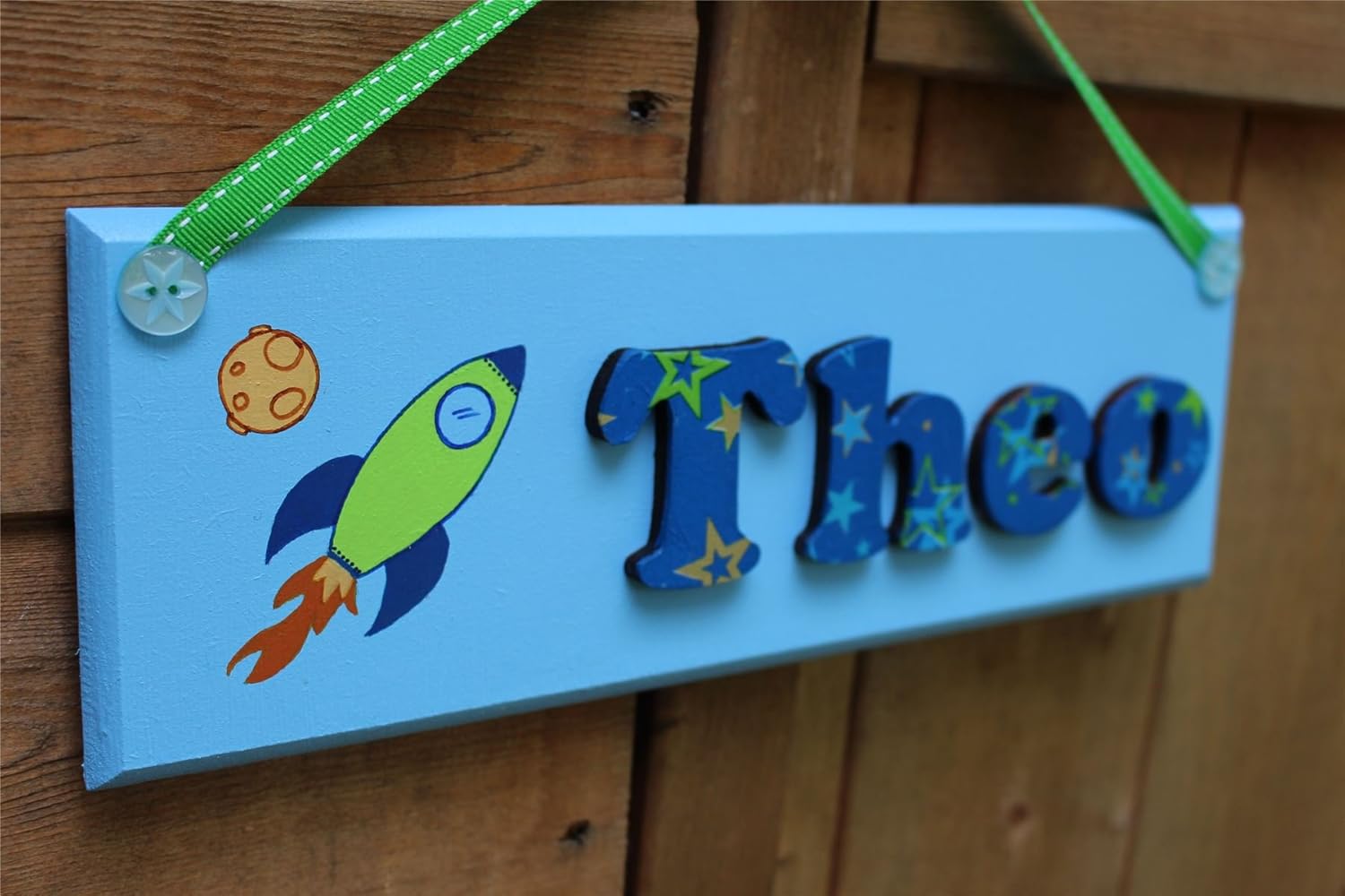 Personalised Boys Bedroom Door Sign - Rocket Design, Bedroom Door Name ...