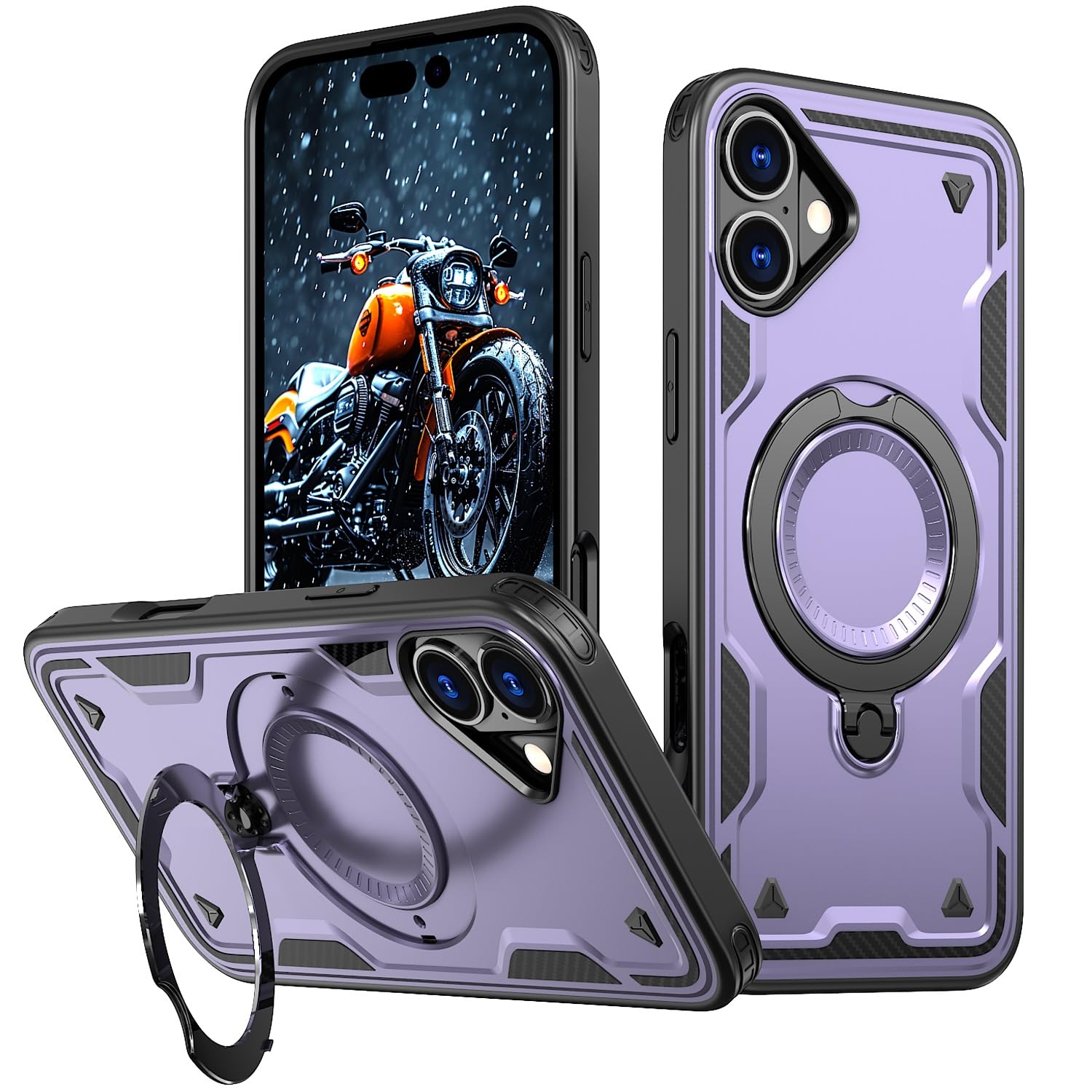 Coque compatible avec iPhone 16 antichoc militaire avec anneau support