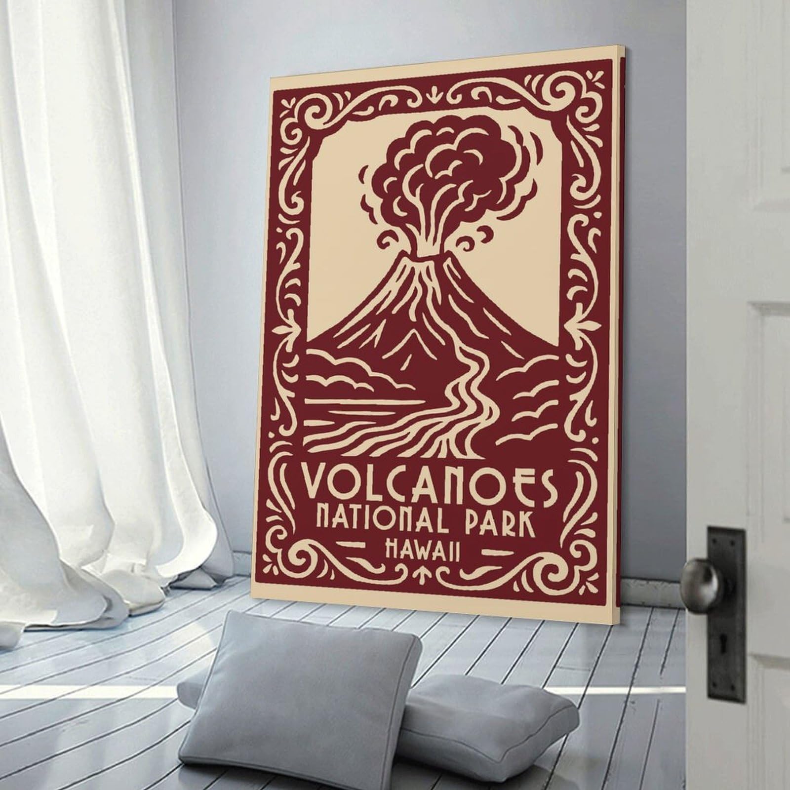 Junmoney Volcanoes National Park Hawaii Vintage Canvas Wall Decor 20x30inch(50x75cm), for Entrance Walls, Hall Decor Or Foyers, Wall Decor to Refresh Empty Corners