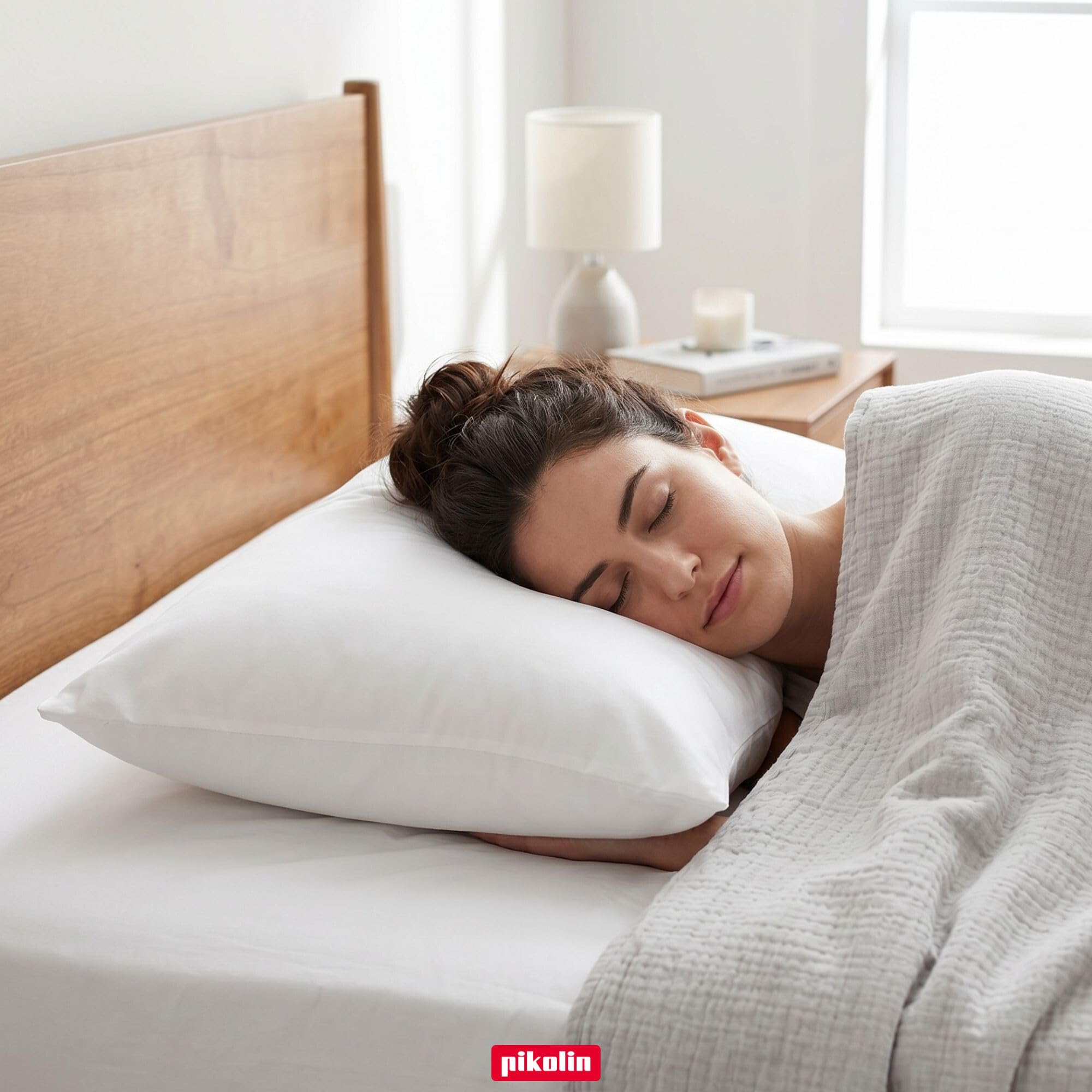 PIKOLIN Set 2 Cuscini Letto Matrimoniale in Fibra Dermoprotettiva - Guanciale Letto con Fodera in Cotone Traspirante e Lavabile con Trattamento Aloe Vera - Bassa Rigidità - 90 x 40 cm